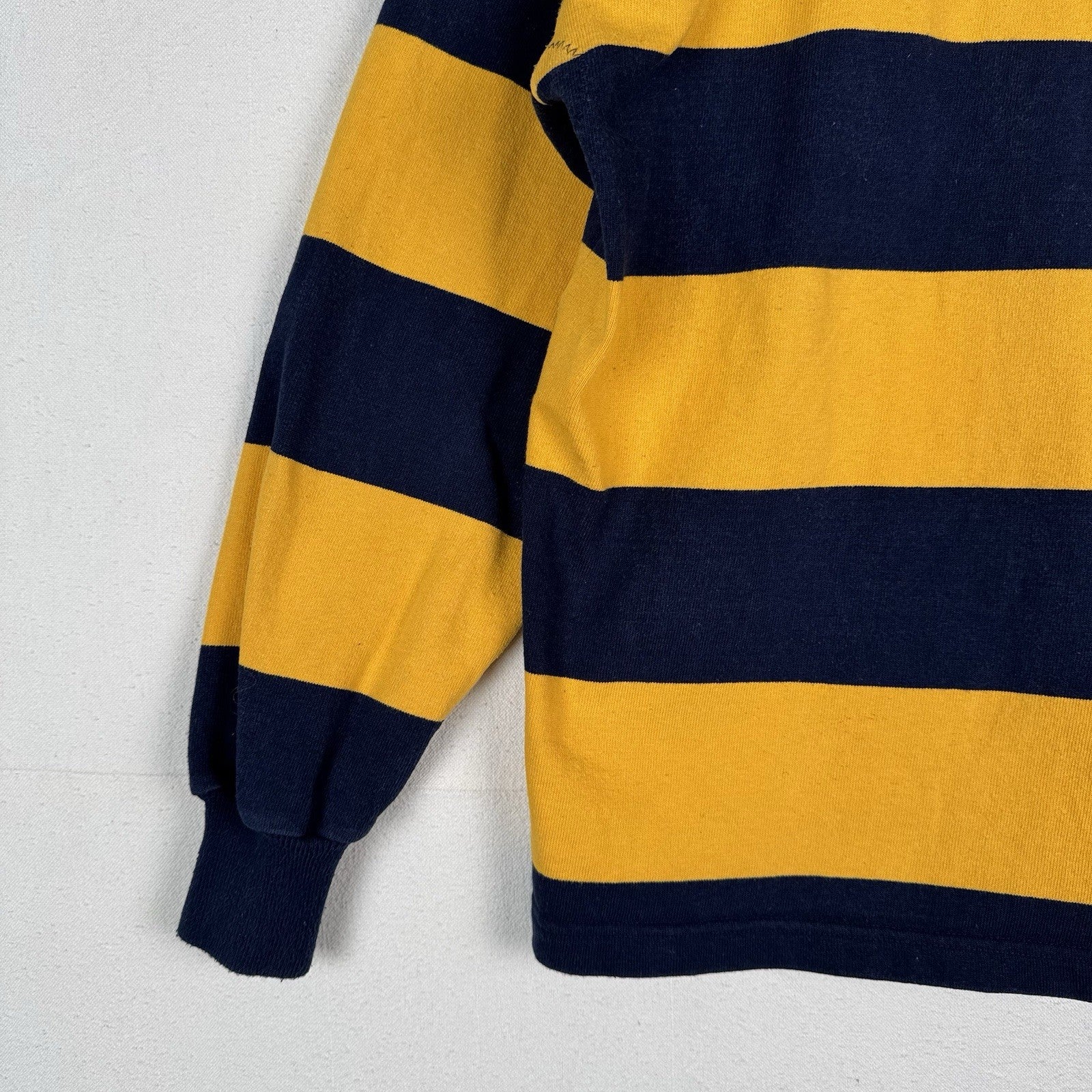 Barbarian Rugby Wear Men’s Large Soccer Navy & Yellow Striped Rugby Shirt