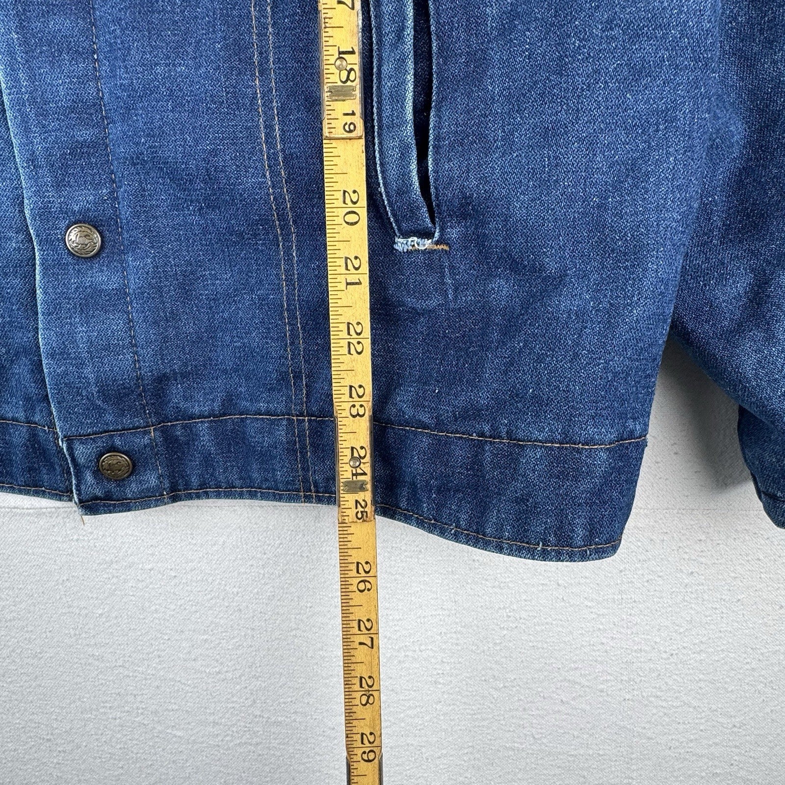 70’s Vtg Key Imperial Denim Jacket Men’s 44 Long Brown Corduroy Collar Made USA