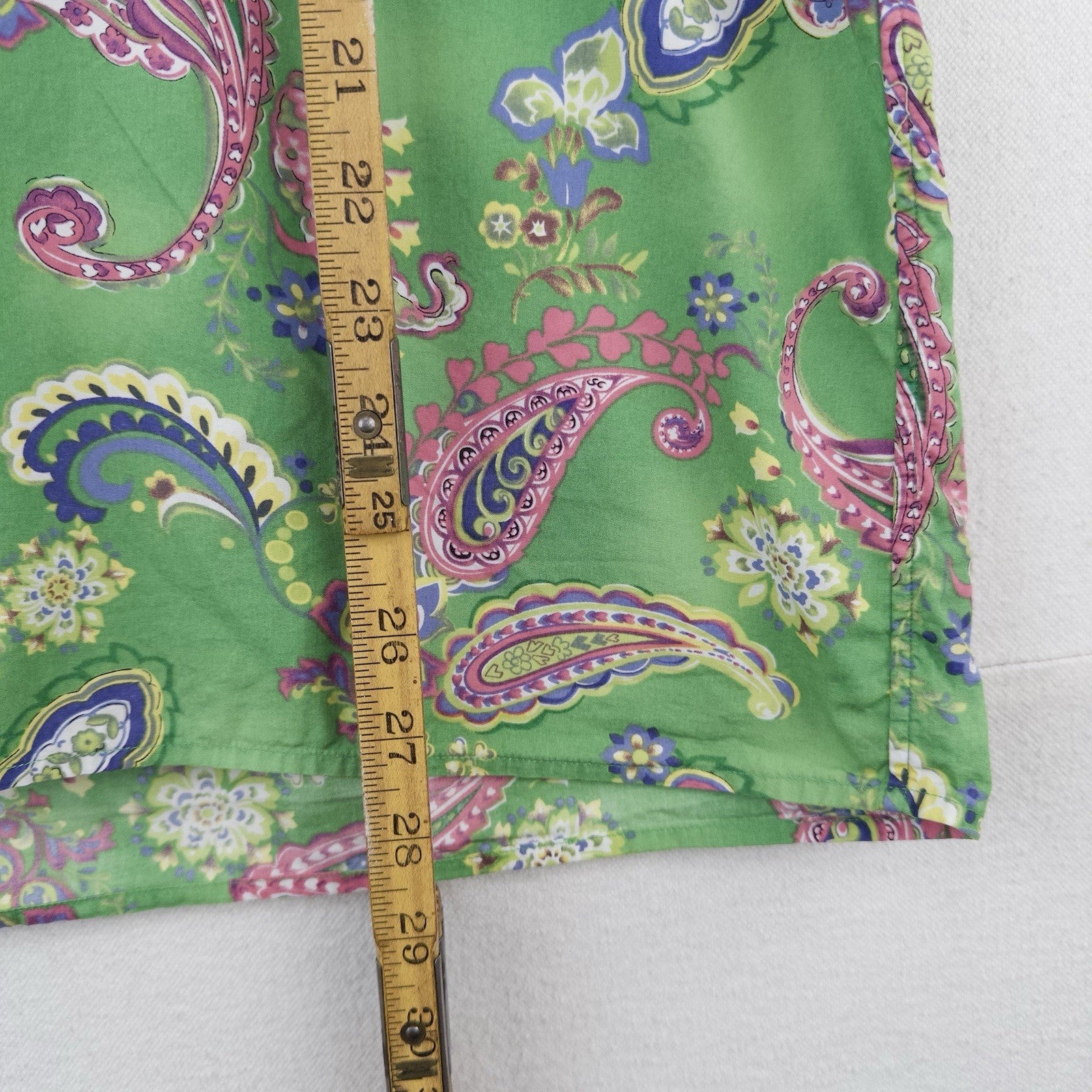90’s Vtg Polo Ralph Lauren Shirt Men’s M Green Paisley AOP Short Sleeve