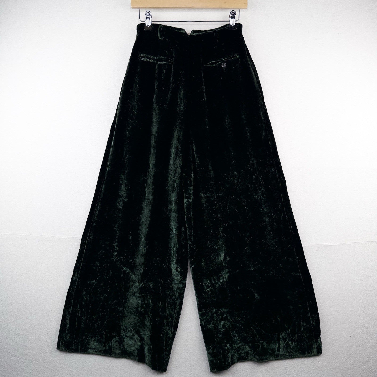 Vintage Ralph Lauren Purple Label Womens 6 Green Velvet Wide Leg Pants USA Talon