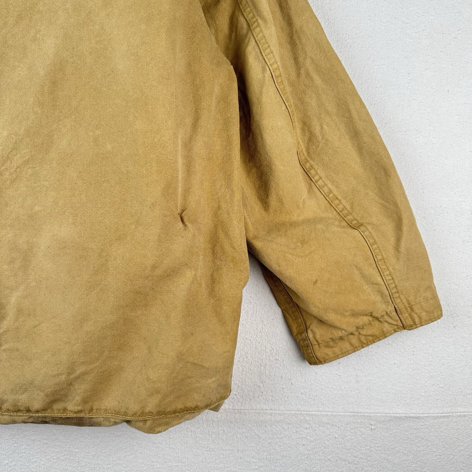 40s 50’s Vtg Hetterick Mfg Co Hunting Jacket Chore Coat Patches 46” USA *Read