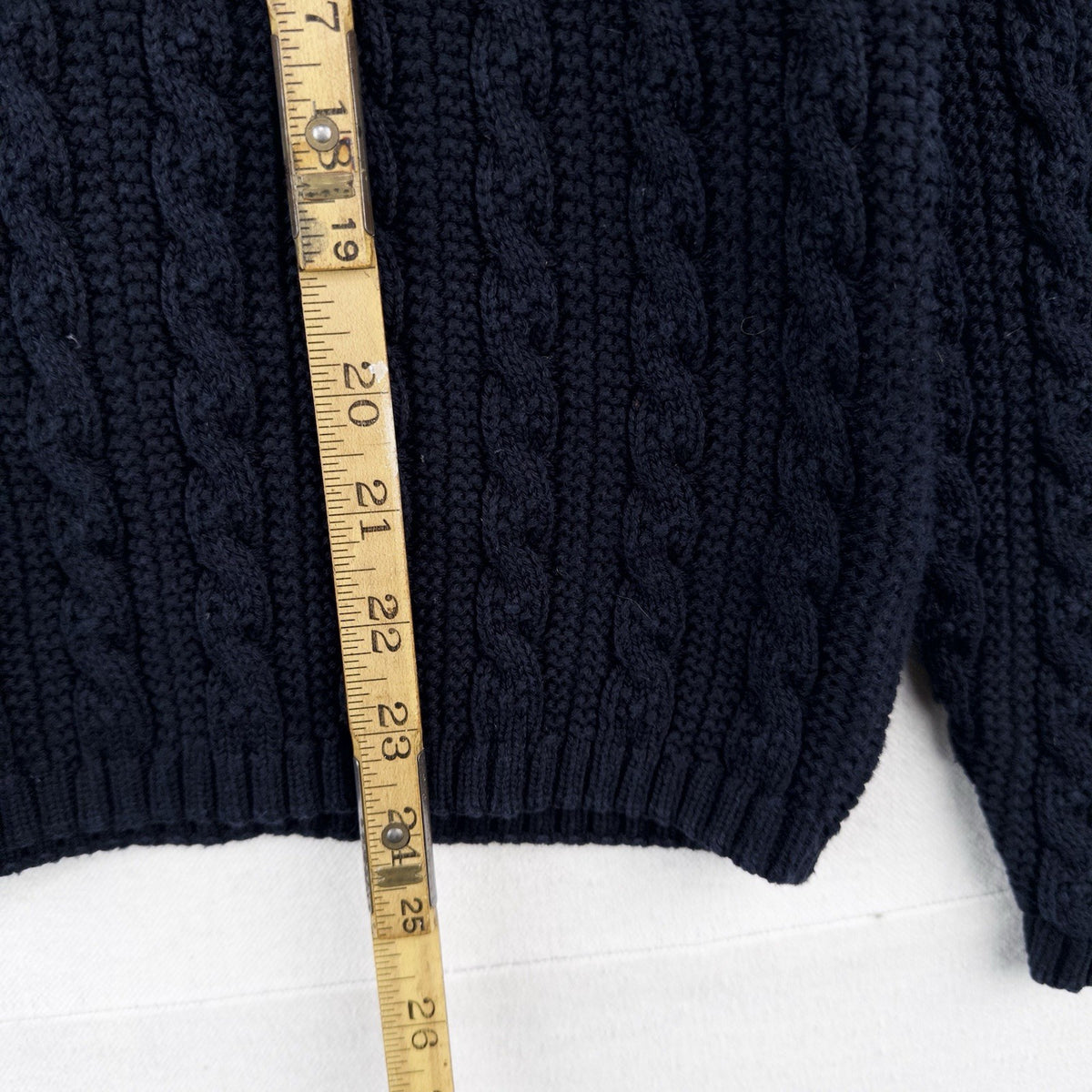 80’s Vtg Lands End Sweater Womens L 14-16 Blue Fisherman Cable Knit Pullover USA
