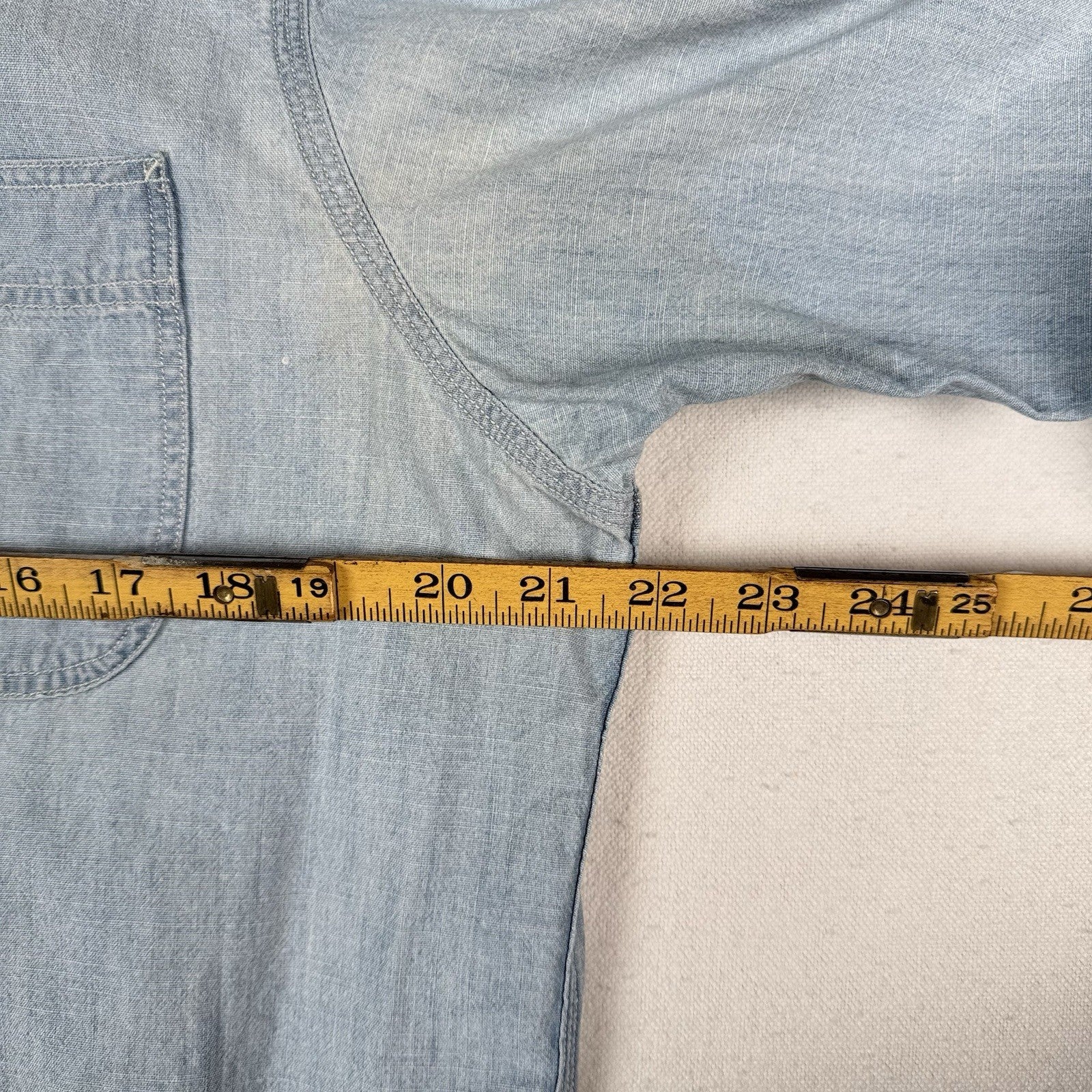 90s Polo Ralph Lauren Men’s Large Chambray Denim Shirt Blue Yacht Club RLYC Flag