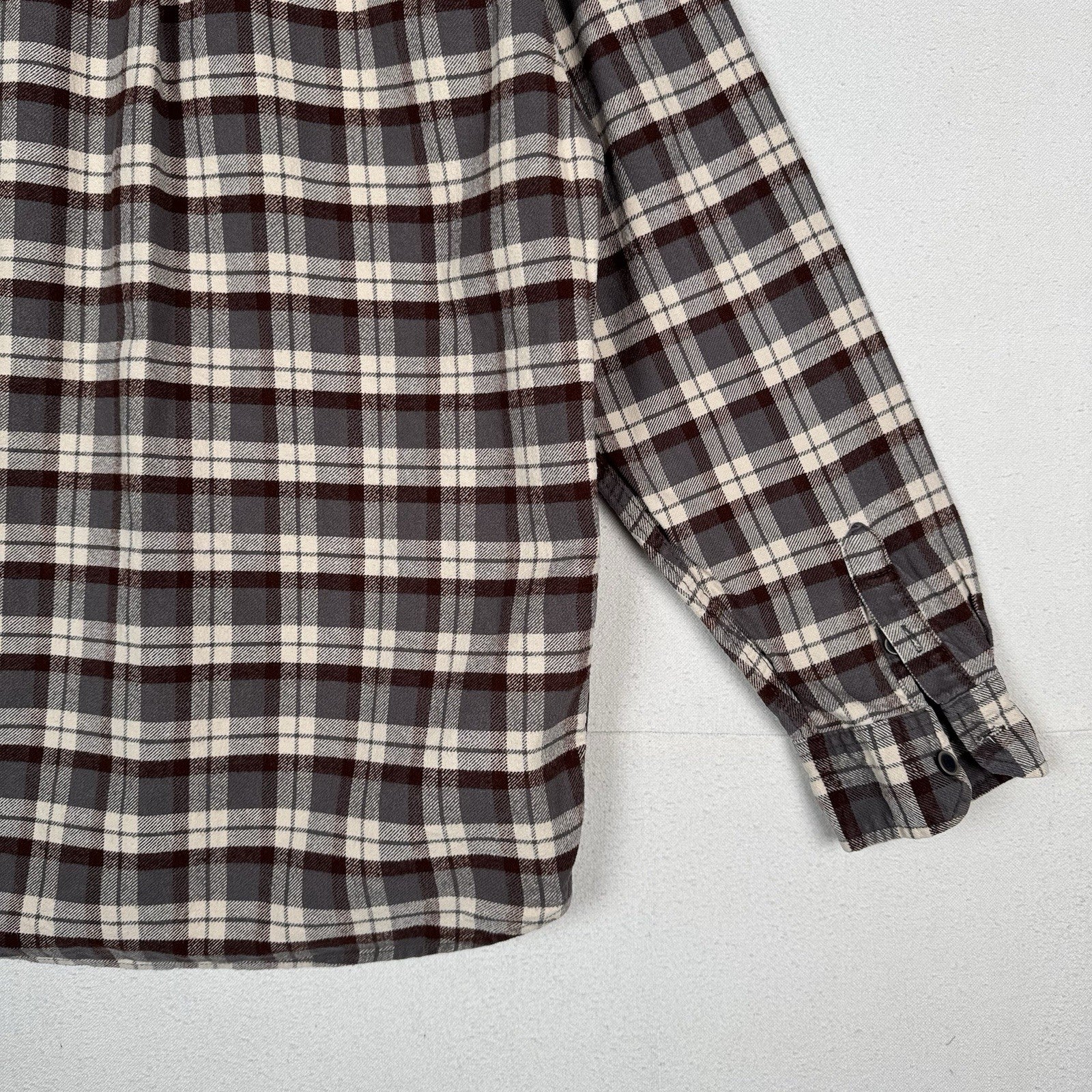 Jachs Men’s Large XL Cream Brown Gray Heritage Thick Material Flannel Button Up