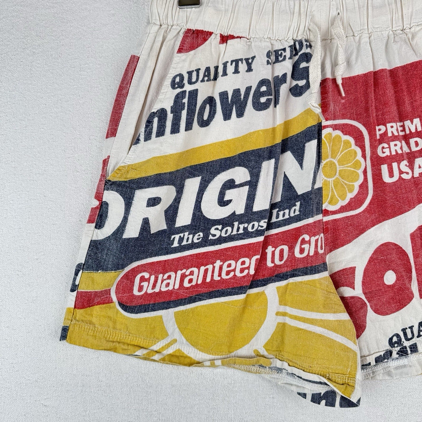 Junk Shop Sunflower Seed Flour Sack Drawstring Shorts Women’s Small 28x3