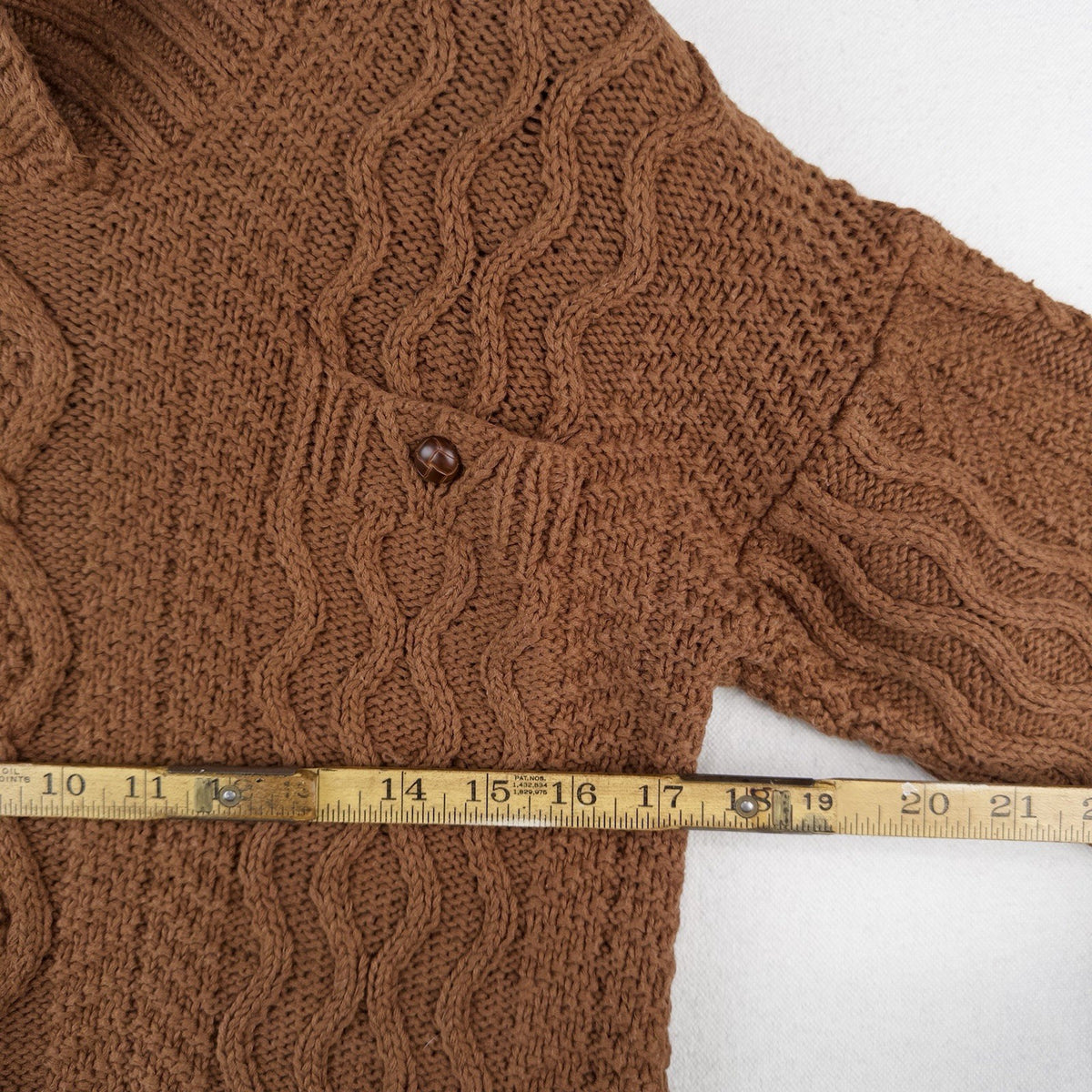 Cambridge Dry Goods Brown Cable Knit Wool Shawl Collar Sweater Women’s Small