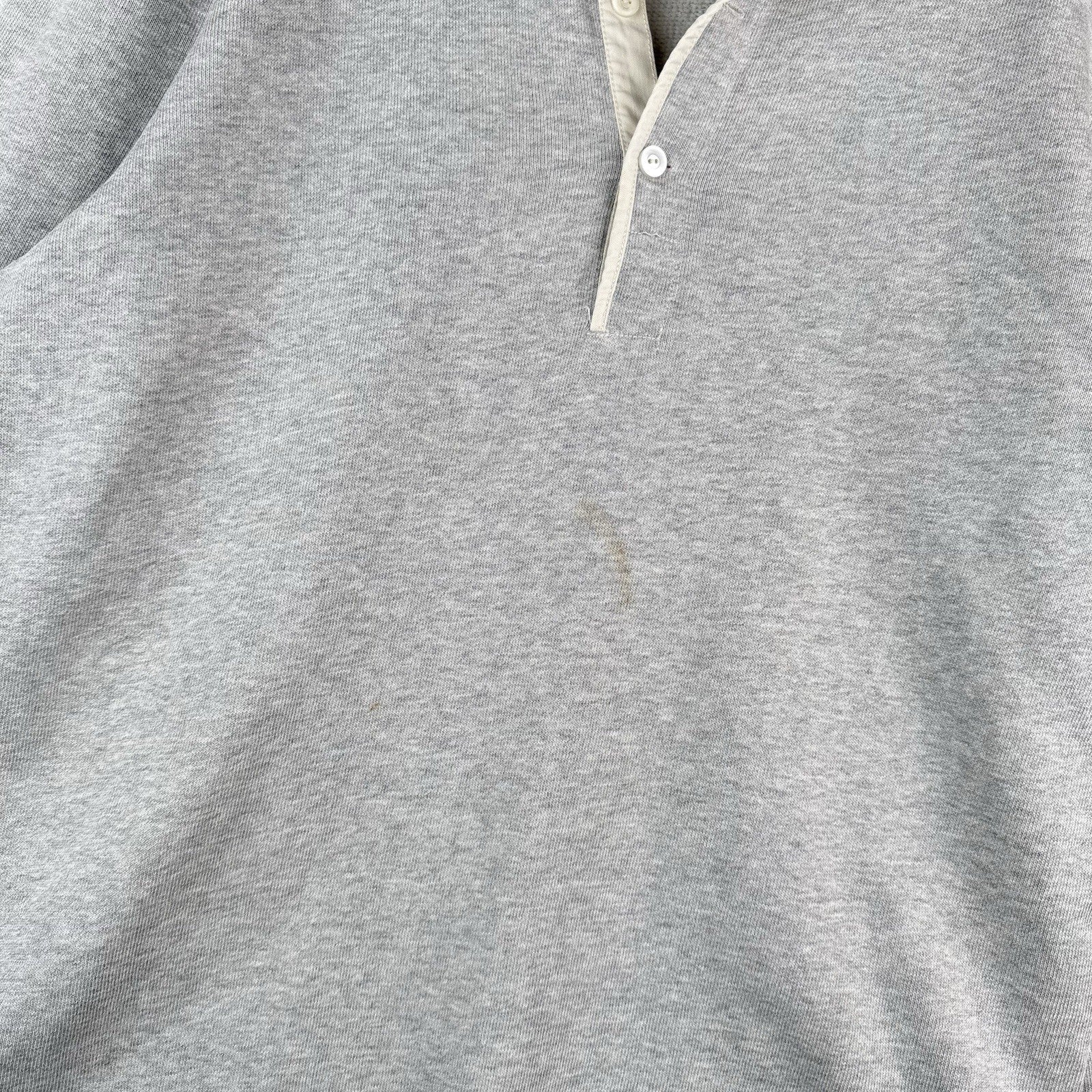 90s Vintage Polo Ralph Lauren Mens Large Henley Sweatshirt Gray *Distressed