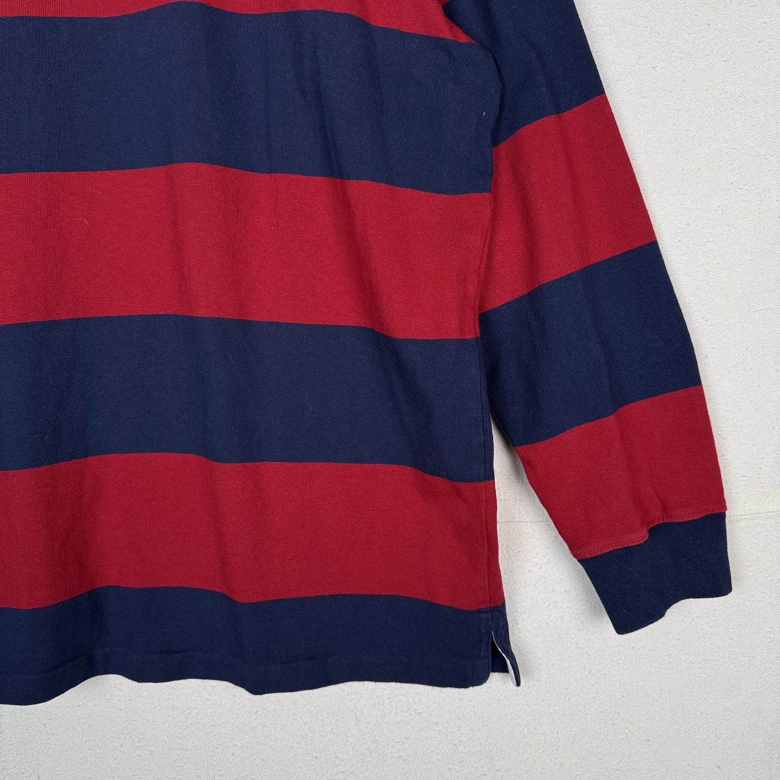 Polo Ralph Lauren Men's Navy/Dark Red Stripe Classic Fit Rugby Polo Shirt XL