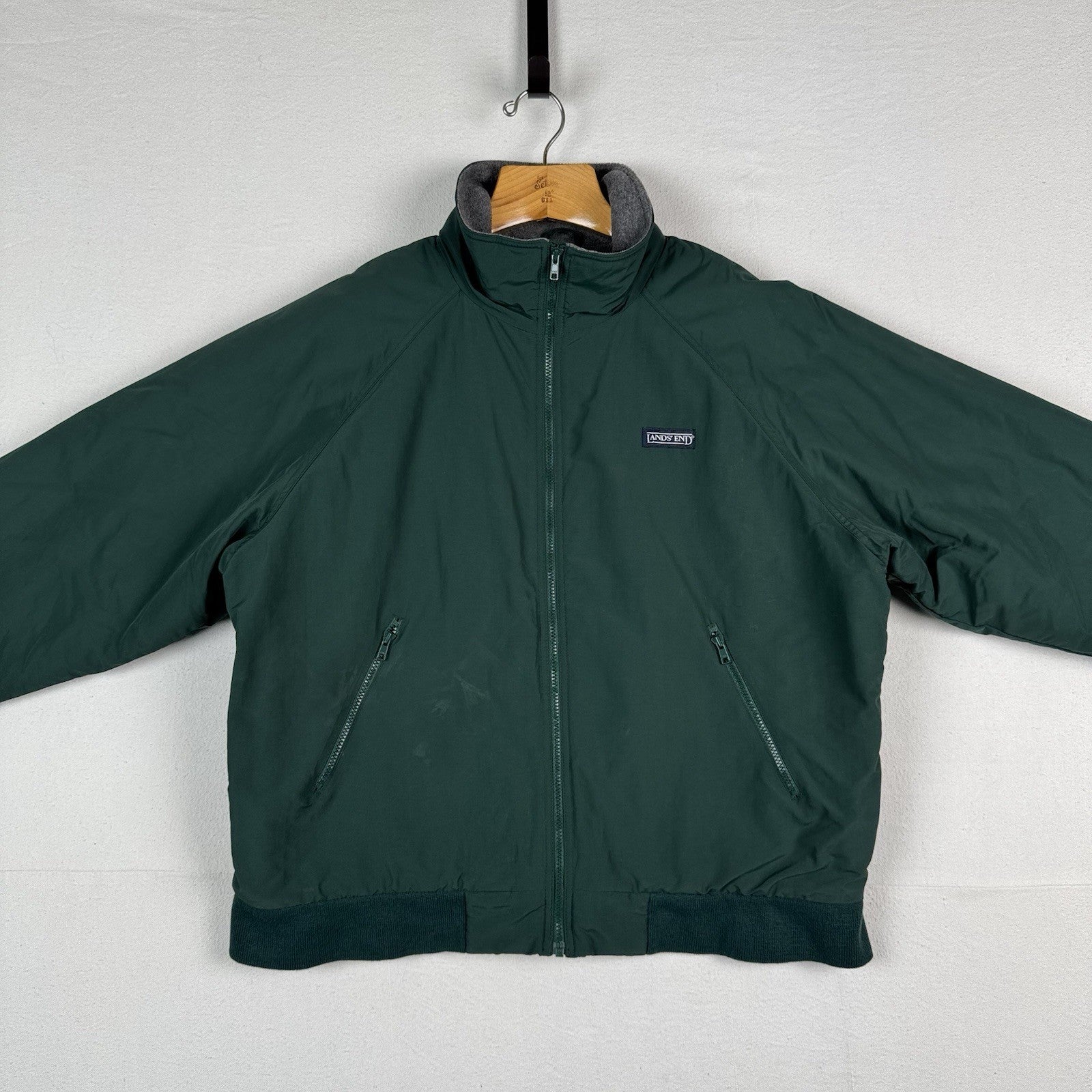 Vintage Lands End Men’s XL Hunter Green Squall Jacket Fleece Lined Jacket