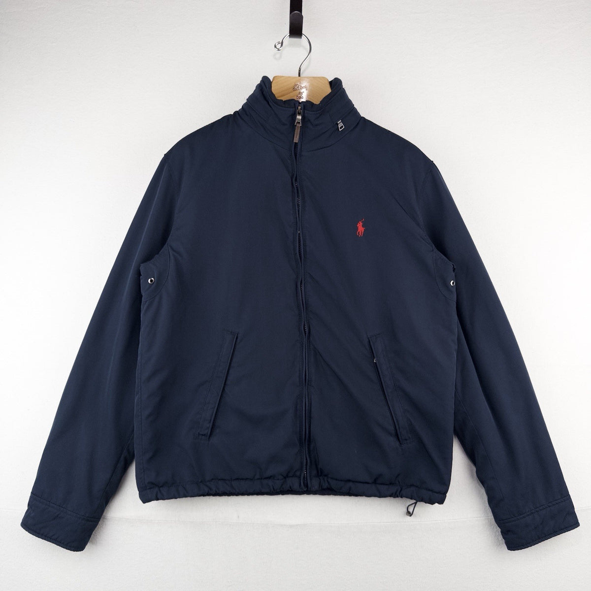 Polo By Ralph Lauren Men’s M Fleece Lined Hooded Nylon Jacket Navy Blue *Read