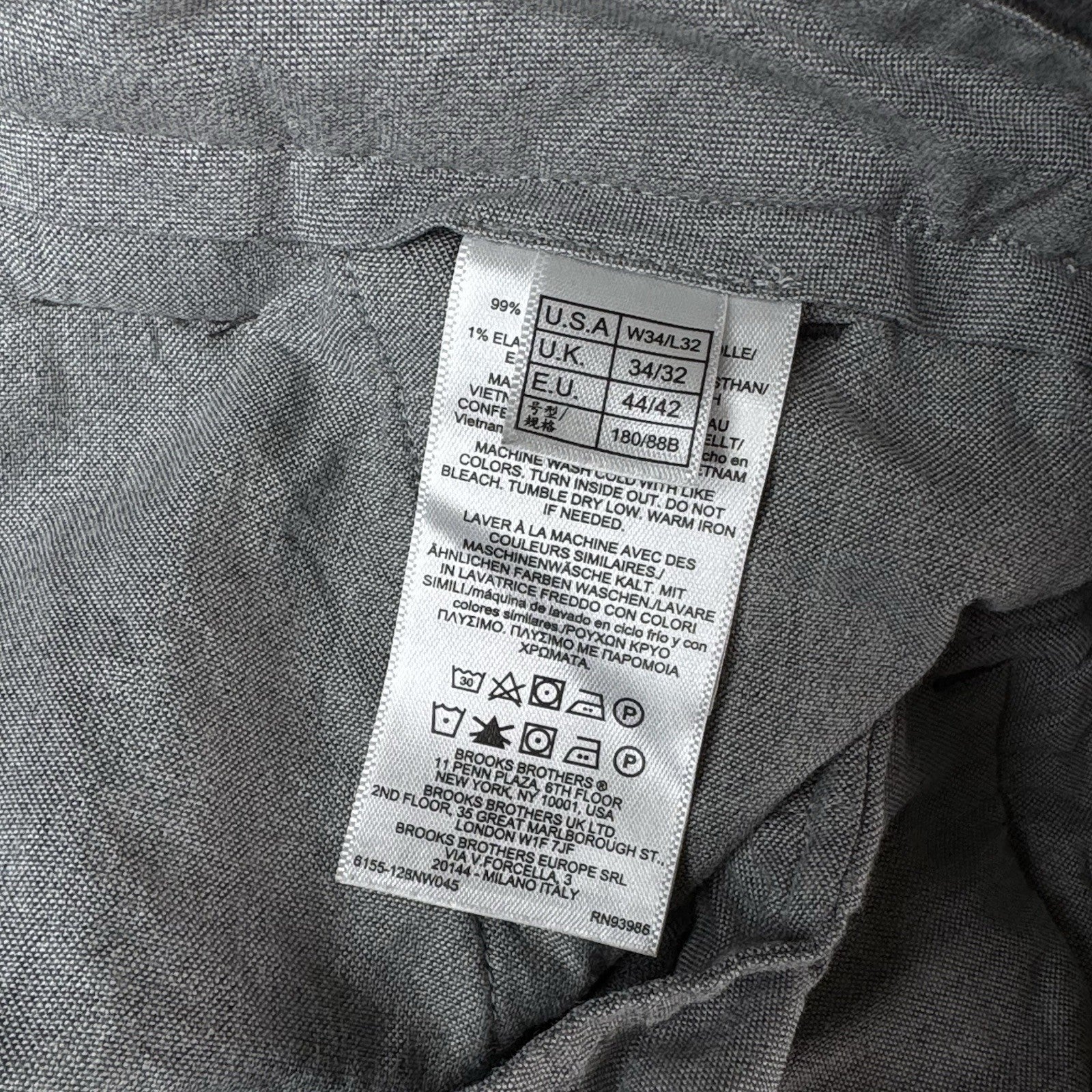 Brooks Brothers Milano Fit Corduroy Straight Leg Pants Men’s 34x32 (34x30) Grey