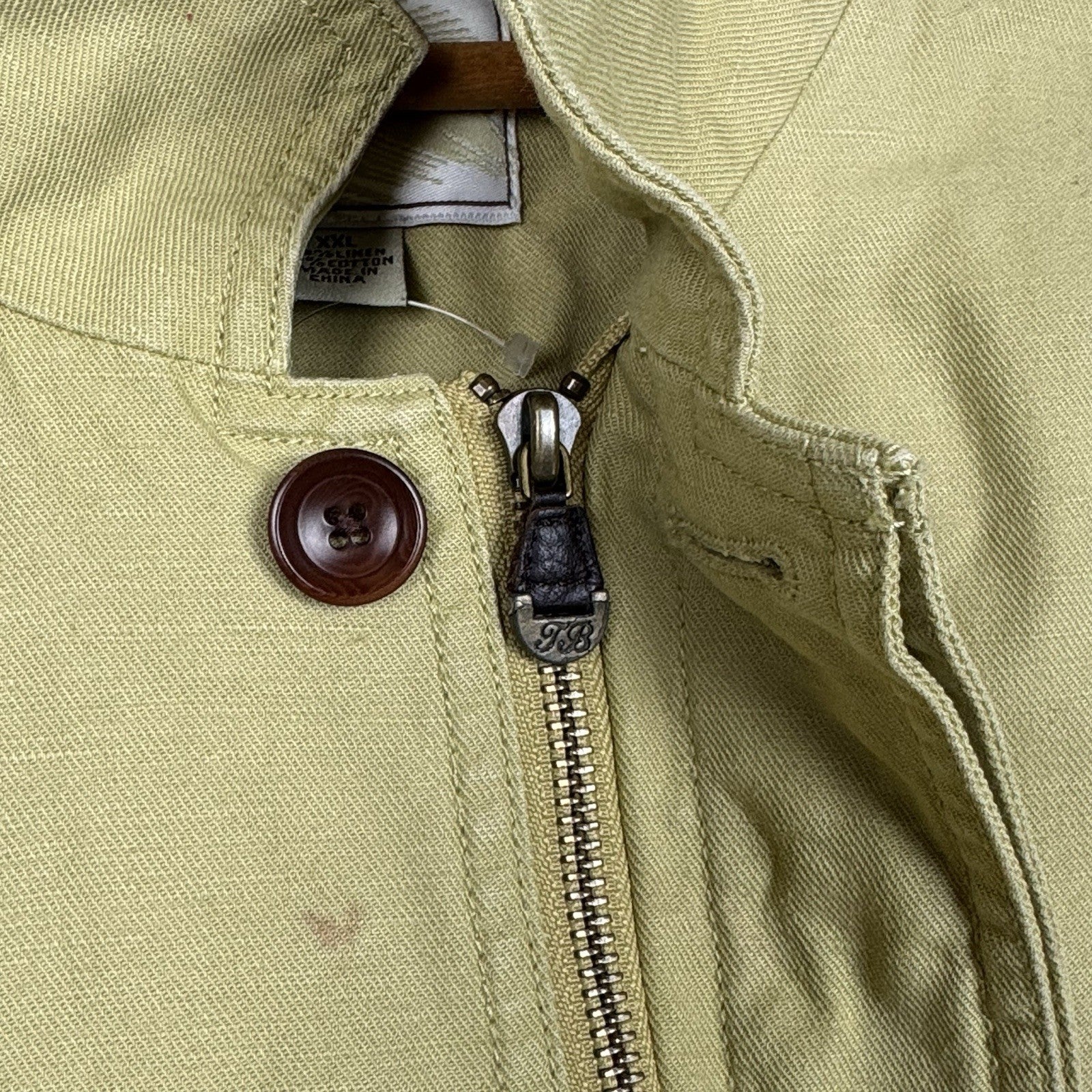 Tommy Bahama Linen Blend Jacket Adult 2XL Camel Khaki Full Zip Button Chore