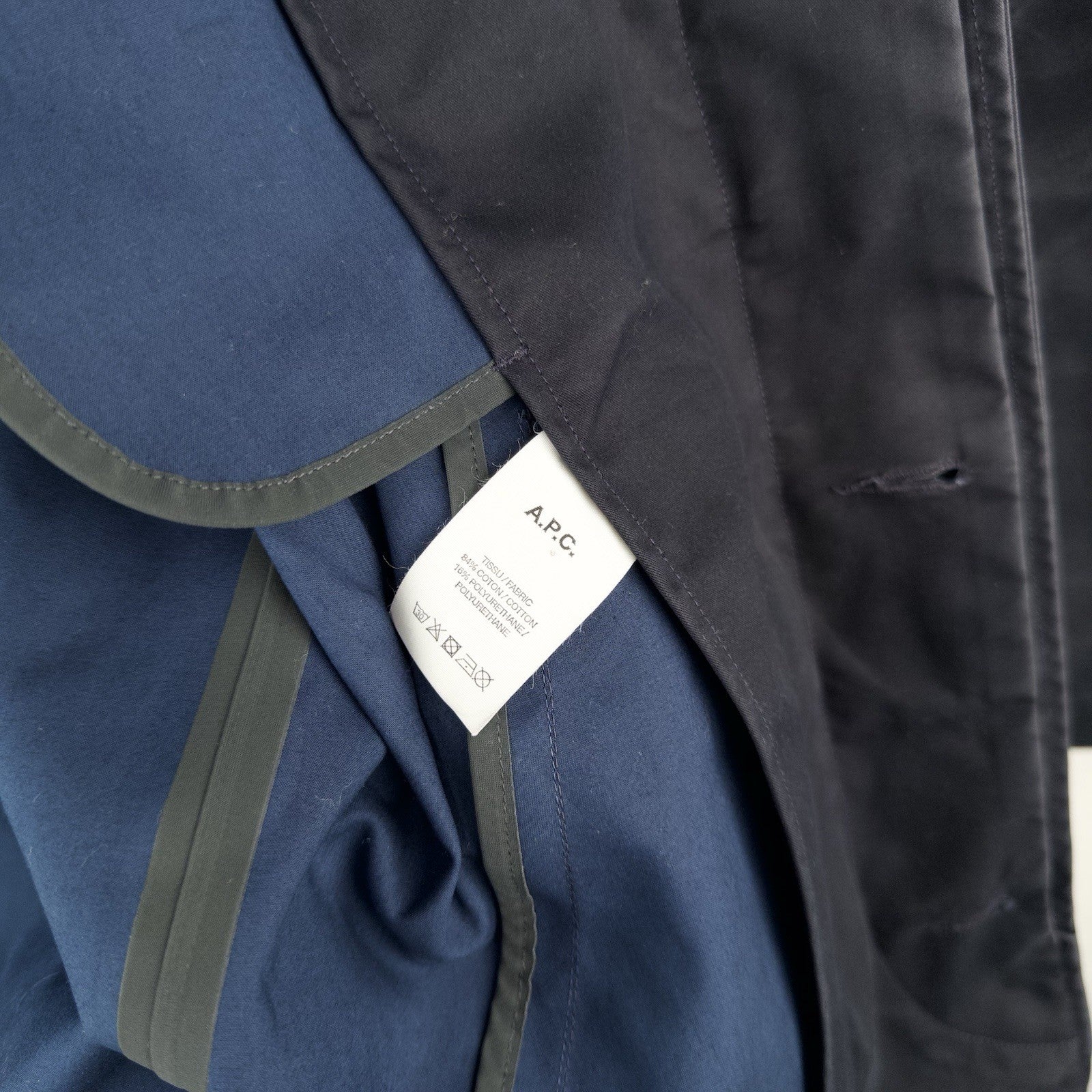 APC Navy Blue Hooded Trench Rain Coat Mac Parka Jacket Men’s Small S