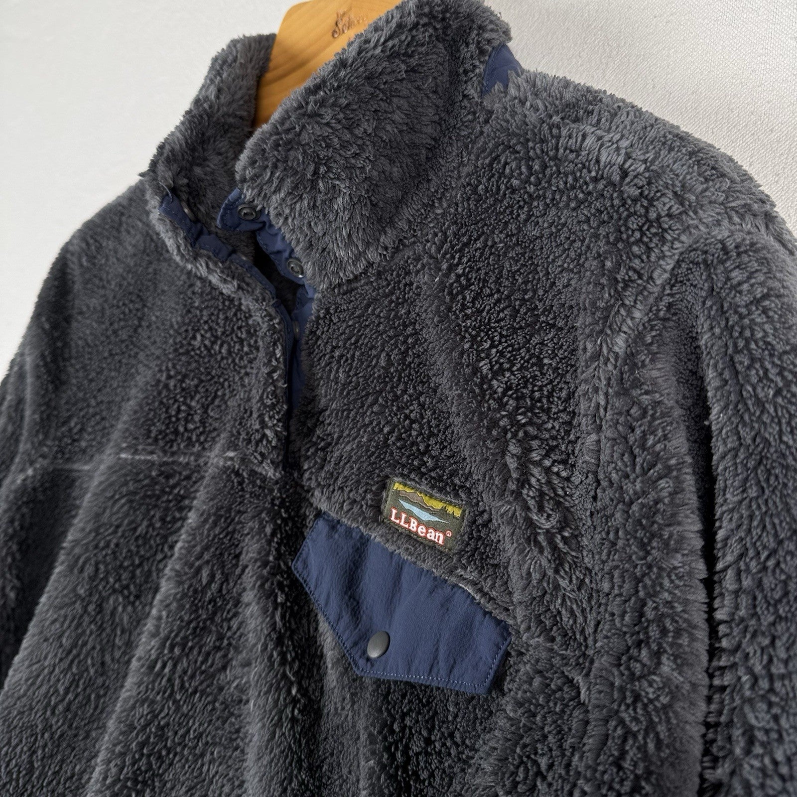 LL Bean Women’s  XL/2XL Gray Thick High Pile Fleece 1/4 Snap Pullover Jacket