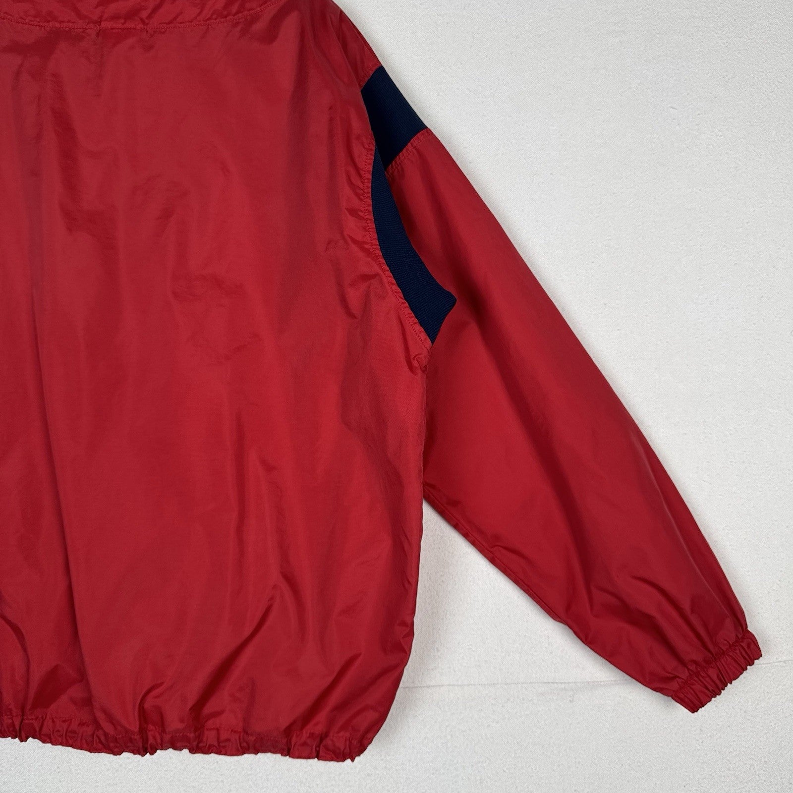 Vtg Boathouse Baseball Club Golf Mens XL Red Windbreaker 1/4 Snap Pullover USA