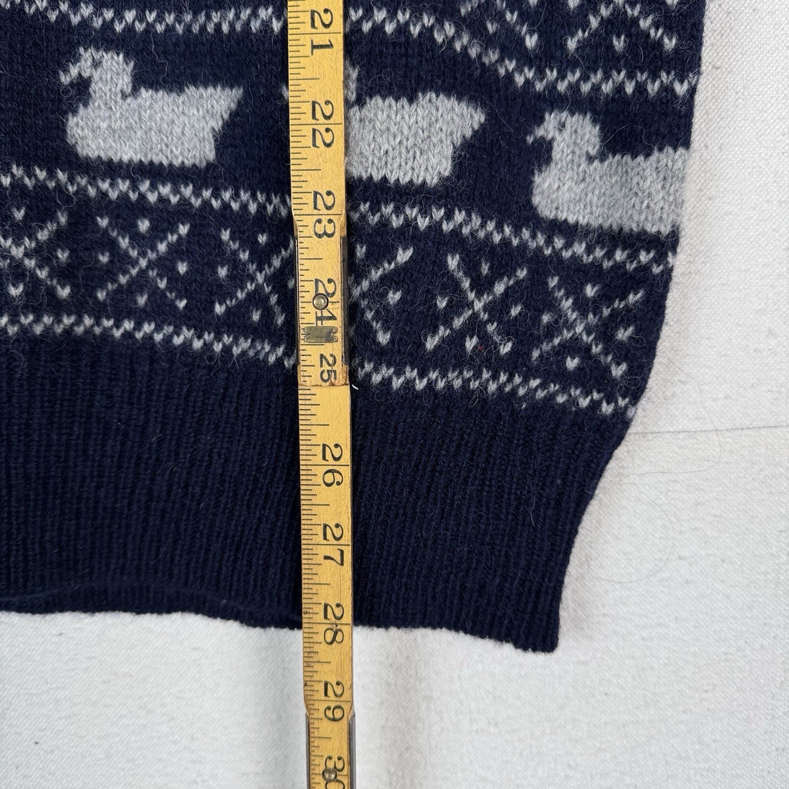 Vtg Woodstock Bernard Wool Fair Isle Ski Sweater Men’s M Blue Hand Knit Ducks