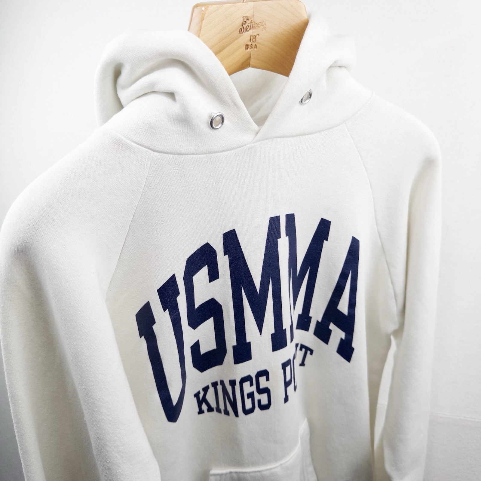 80’s Vtg Champion USMMA Merchant Marine Academy Kings Point XL White Hoodie USA