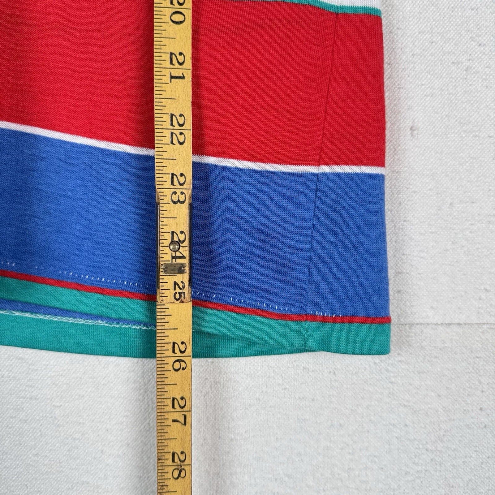 Vintage Munsingwear Polo Men’s Shirt L Striped Red White Blue Pocket Made in USA
