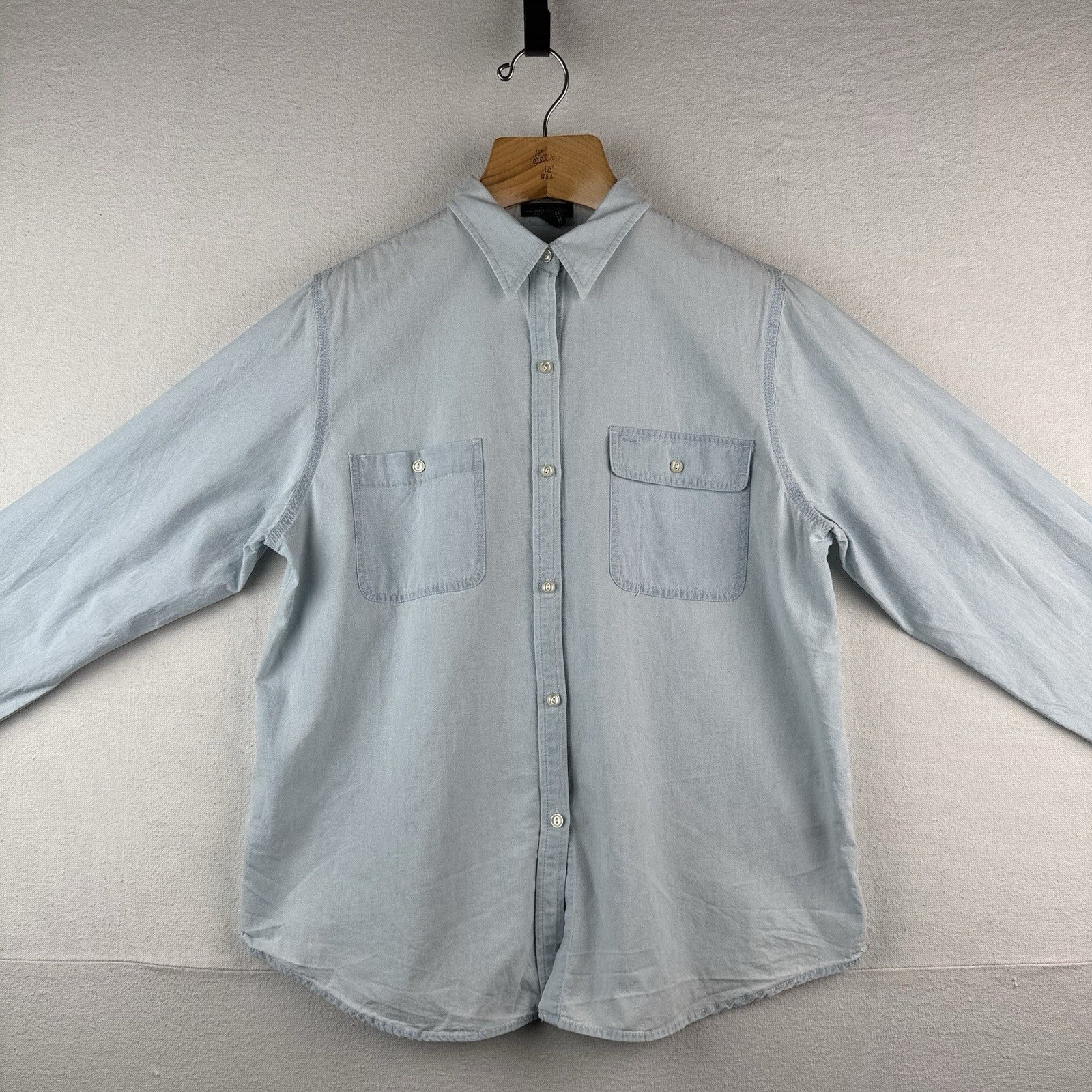 Lauren Ralph Lauren Women's XL Blue Chambray Button Down Shirt 100% Cotton