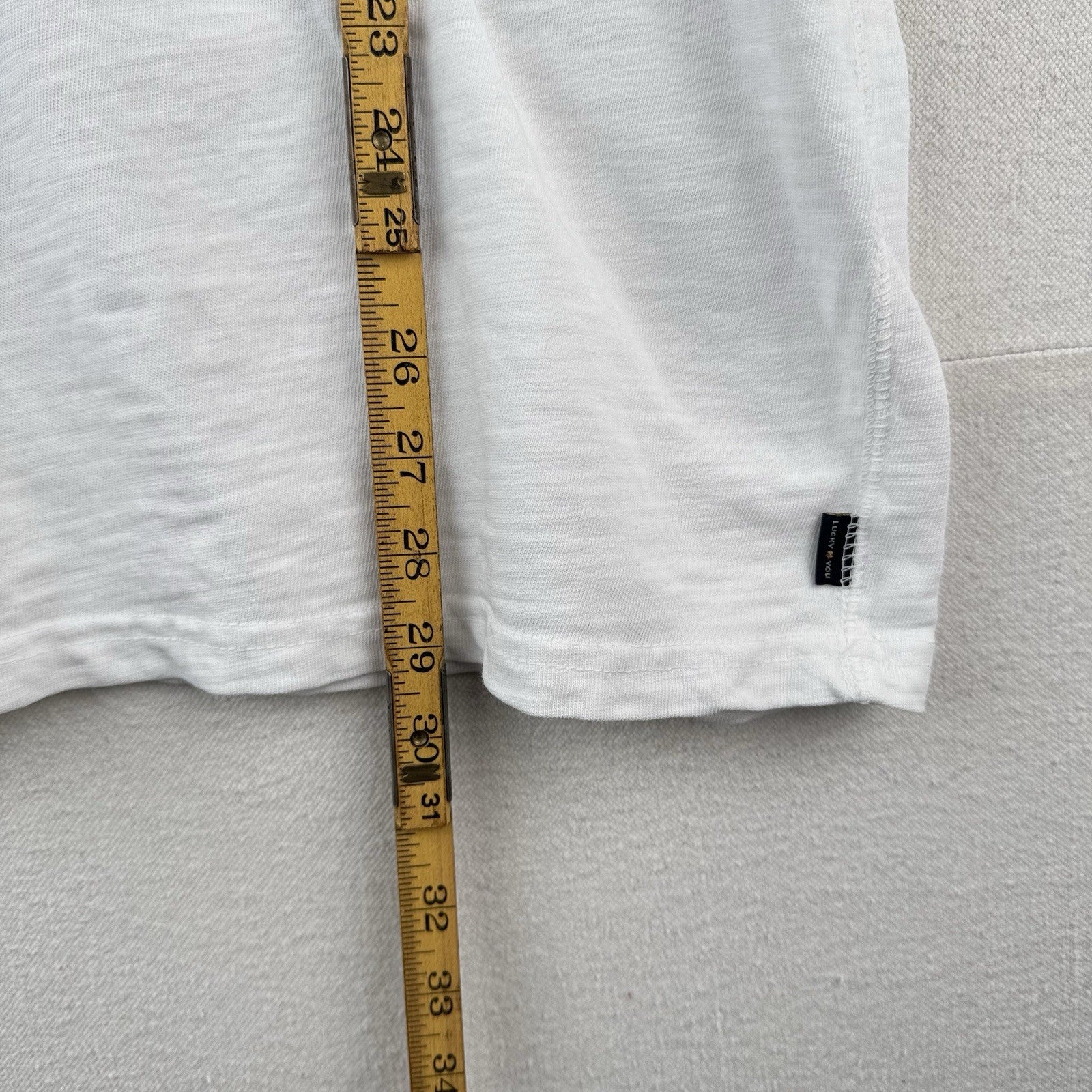Lucky Brand Men’s Large Cotton Slub Henley Snap Button White Long Sleeve Shirt