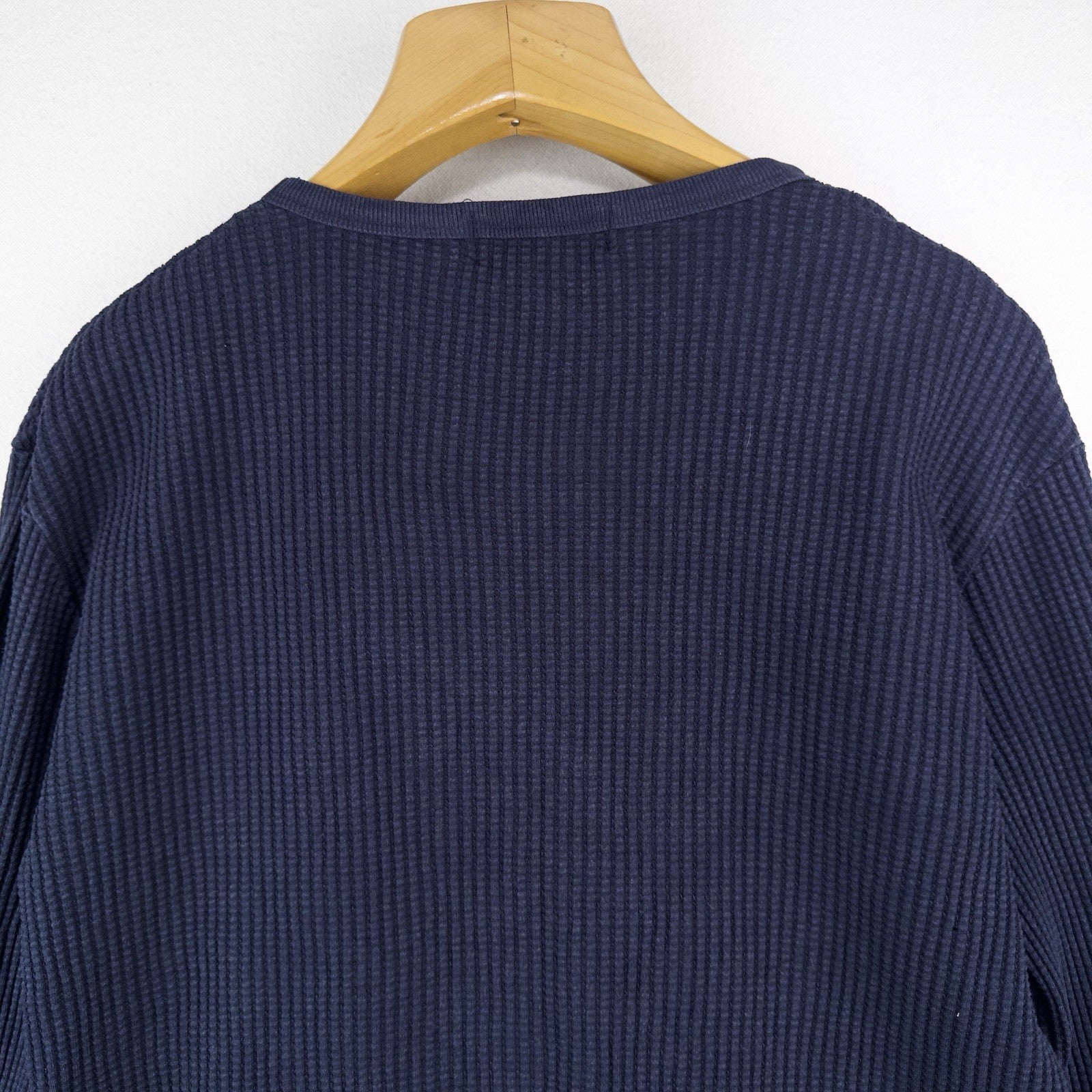 90’s Vtg Polo Ralph Lauren Mens M Waffle Knit Thermal Long Sleeve Shirt Navy