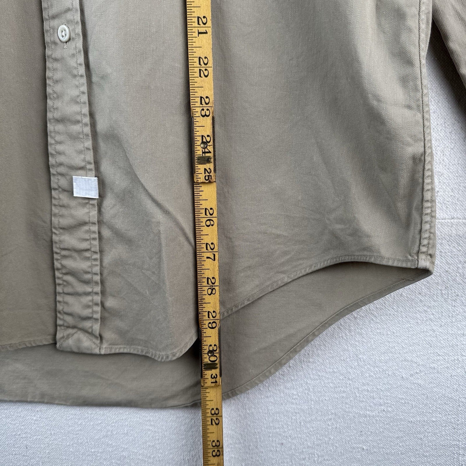 Vintage Polo Ralph Lauren Button Down Shirt Men's Small Large Khaki 100% Cotton