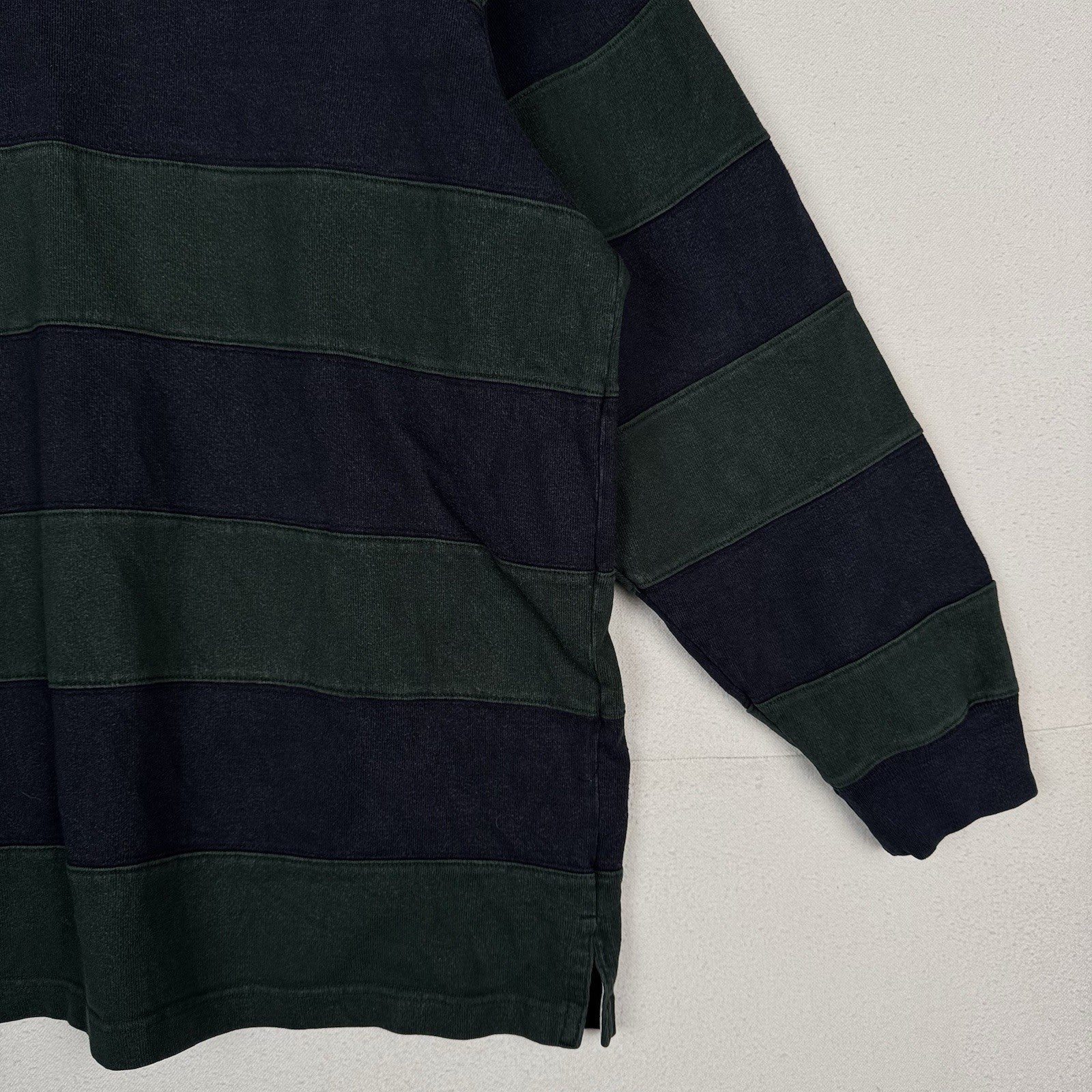 Vintage 90’s Polo Ralph Lauren Men's XL Stripe Banded Green Blue Rugby Shirt
