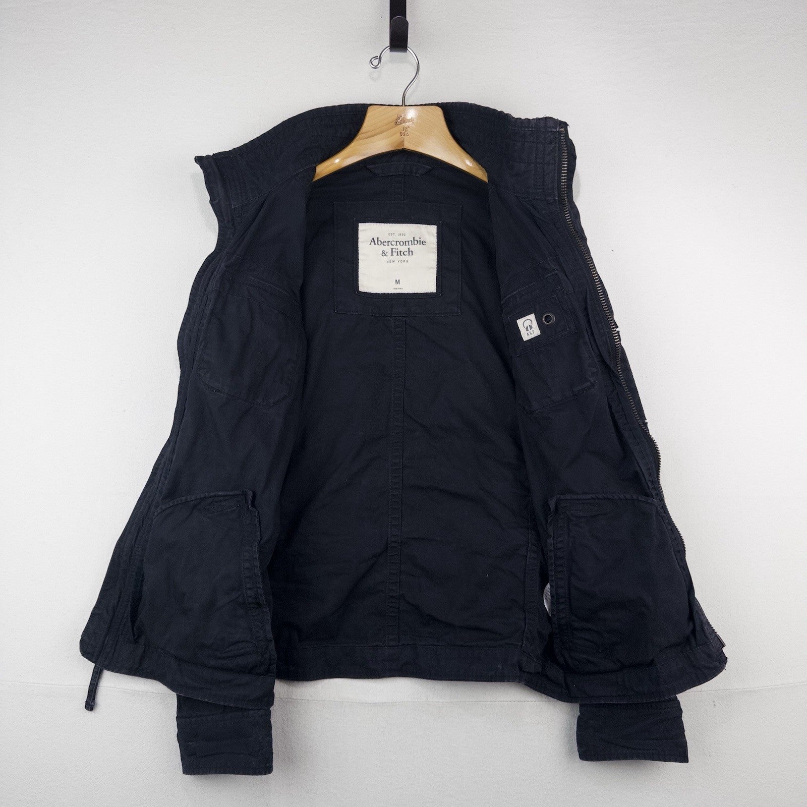 Vintage Abercrombie & Fitch Mens Medium Sentinel Cargo Military Navy Blue Jacket