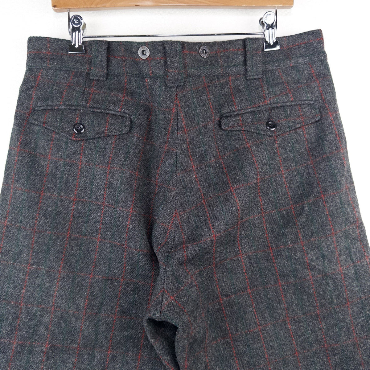 60’s Vtg Woolrich Hunting Malone Pants 34x26 Wool Windowpane Stripe Talon USA