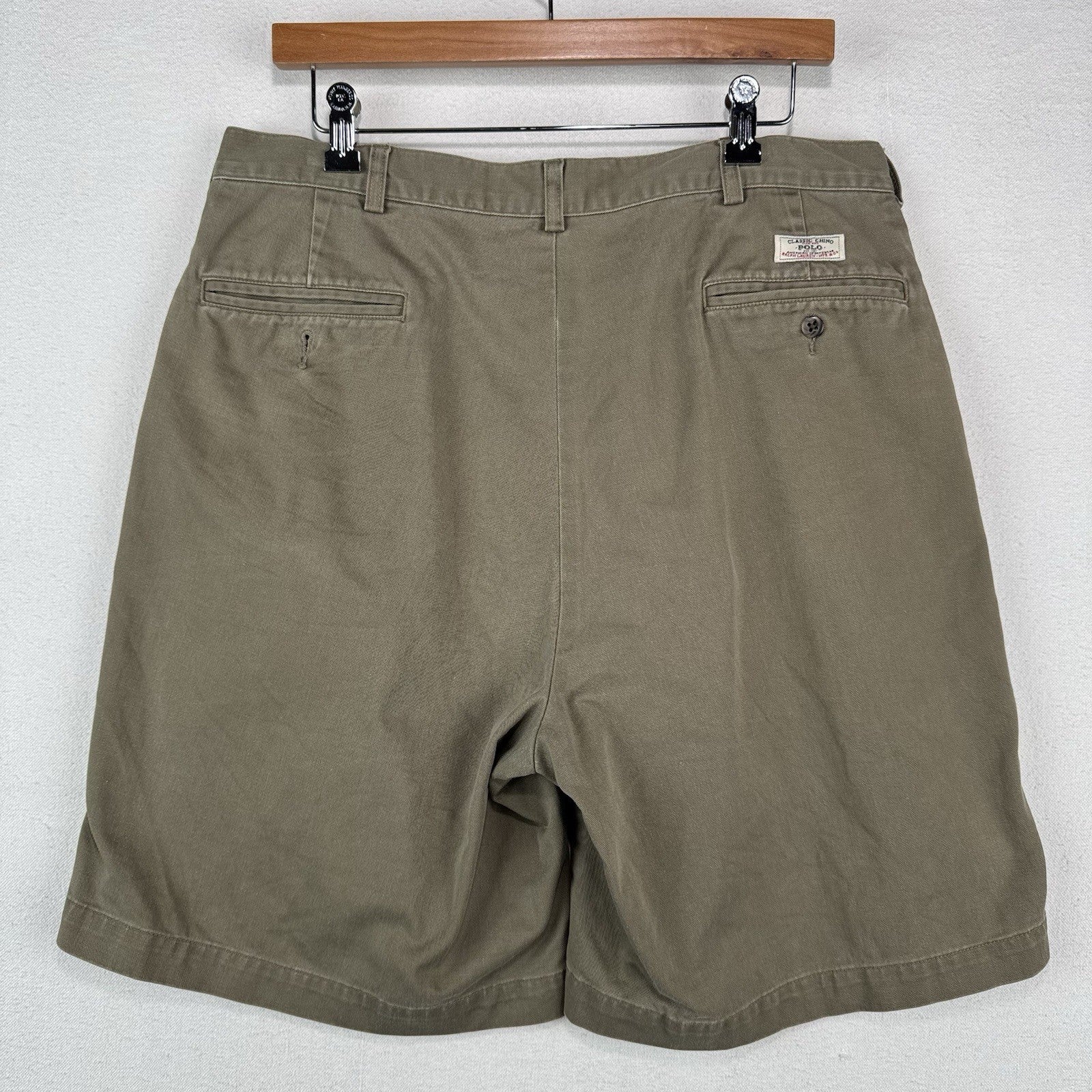 90’s Vintage Polo Ralph Lauren Men’s 34x8 Tyler Shorts Khaki Pleated Chino *Read
