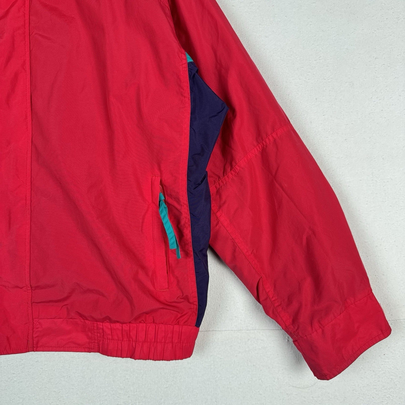 Vtg 90s Columbia Mens Bugaboo Jacket Radial Sleeve Medium Pink Teal *Shell Only