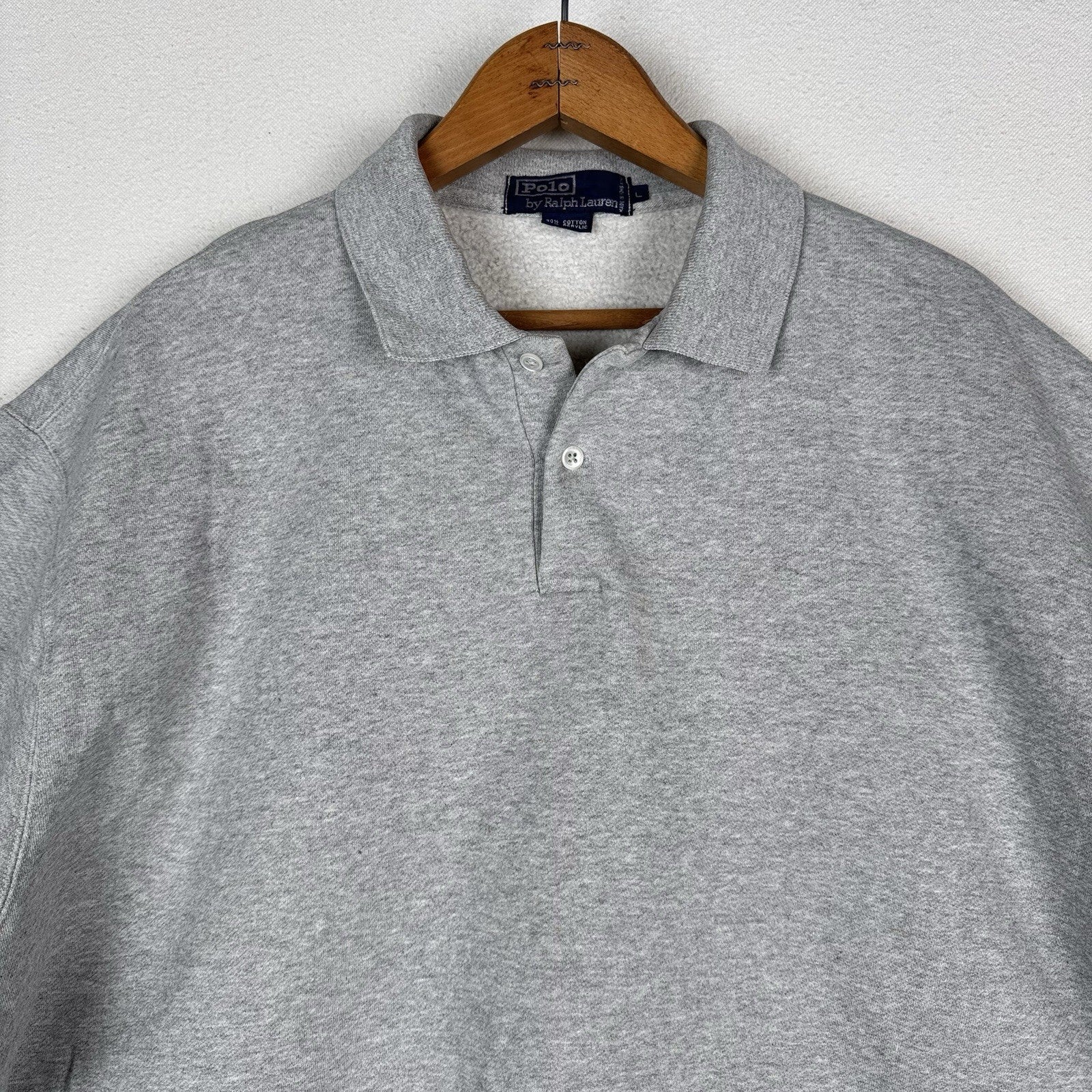 Vintage 90’s Polo Ralph Lauren Collared Short Sleeve Sweatshirt Men's L Gray