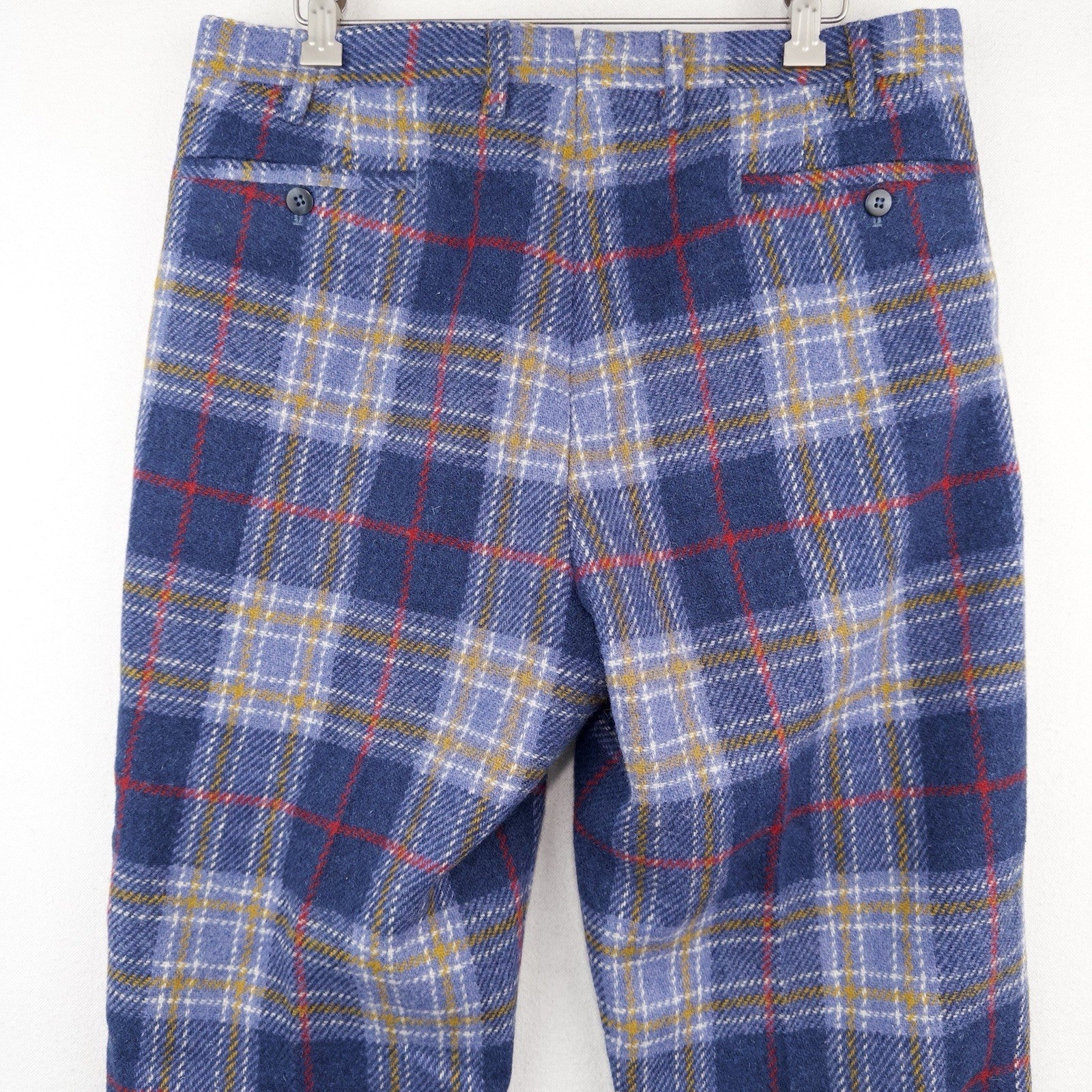 Valentini Bergdorf Goodman Blue Tartan Plaid Wool Trousers Men’s 30x33 Pants 50