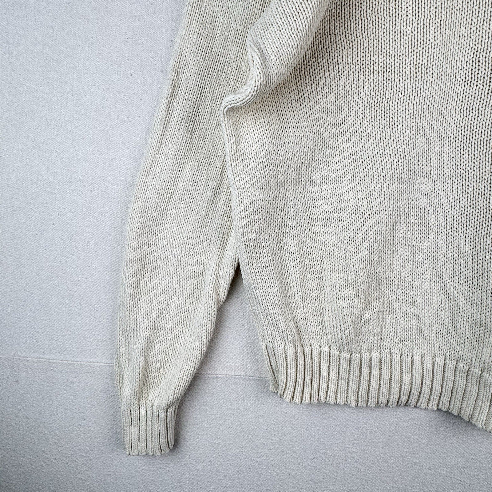90’s Vintage Polo Ralph Lauren Sweater Men’s Large Ivory Linen Pullover