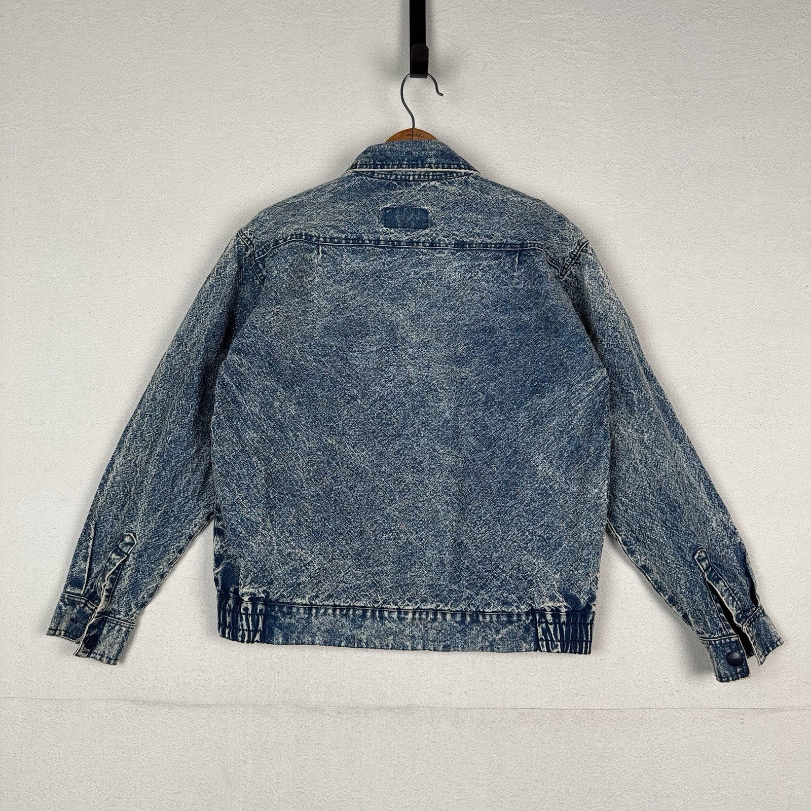 Vintage 80’s Chai Denim Jacket Unisex Medium Acid Wash Quilted Shoulders Straps