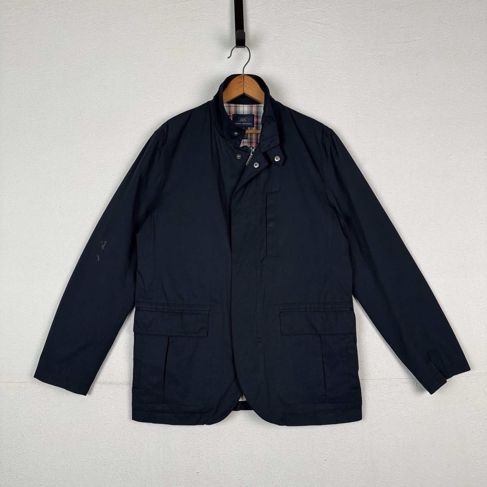 Brooks Brothers 346 Field Jacket Men’s Medium Blue Utility Barn Coat Lined *Read