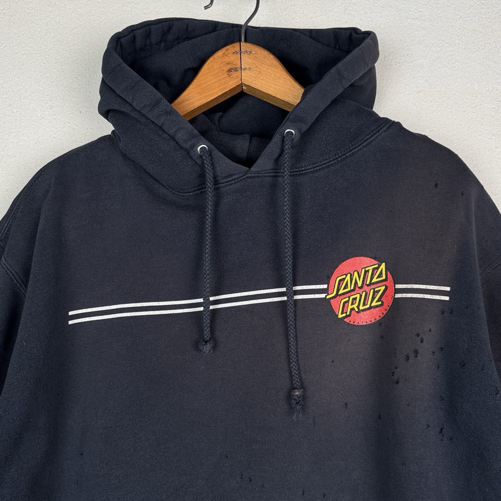 Santa Cruz Skateboards Classic Dot Hoodie Men’s M Blue Sweatshirt *Distressed