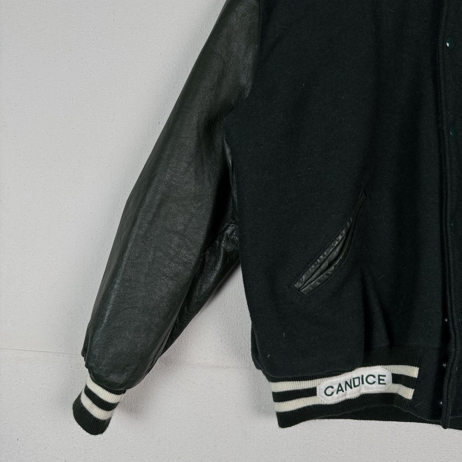 DeLong Wool Varsity Coat Jacket Mens XL Nordonia Green Made In USA