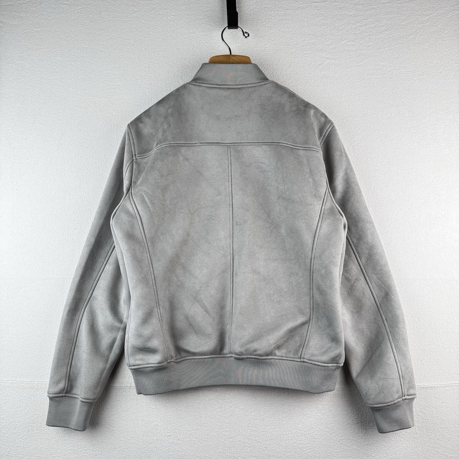 Zara Faux Suede Men’s Large Zip Bomber Jacket Gray