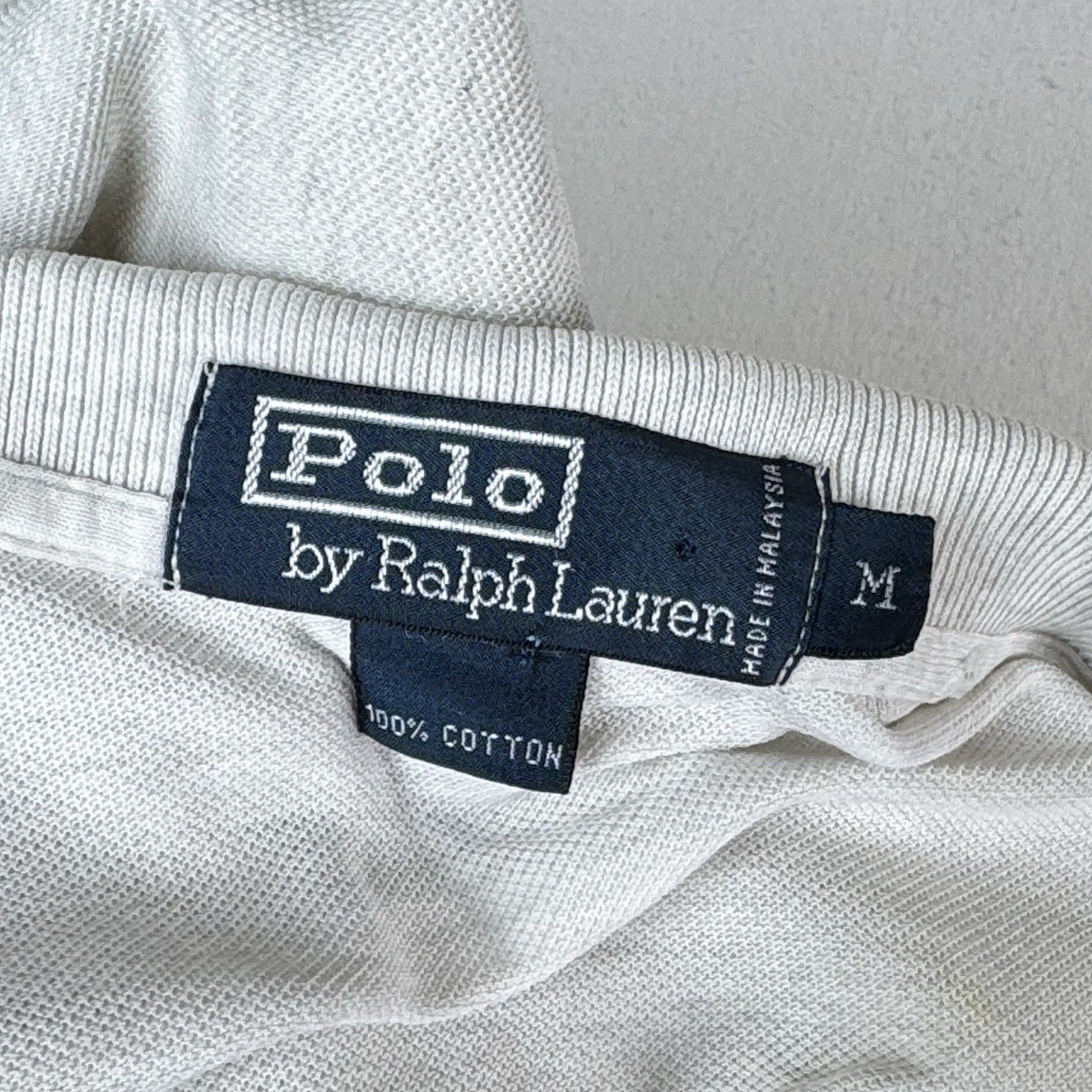 Vintage Polo Ralph Lauren Polo Shirt Mens Medium Oatmeal Mesh Pique