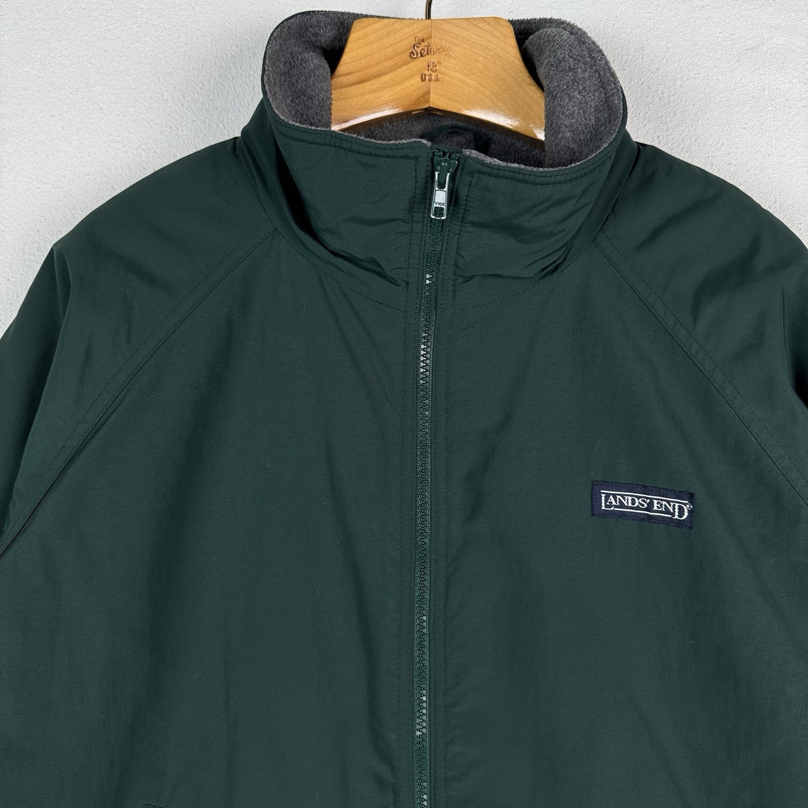 Vintage Lands End Men’s XL Hunter Green Squall Jacket Fleece Lined Jacket