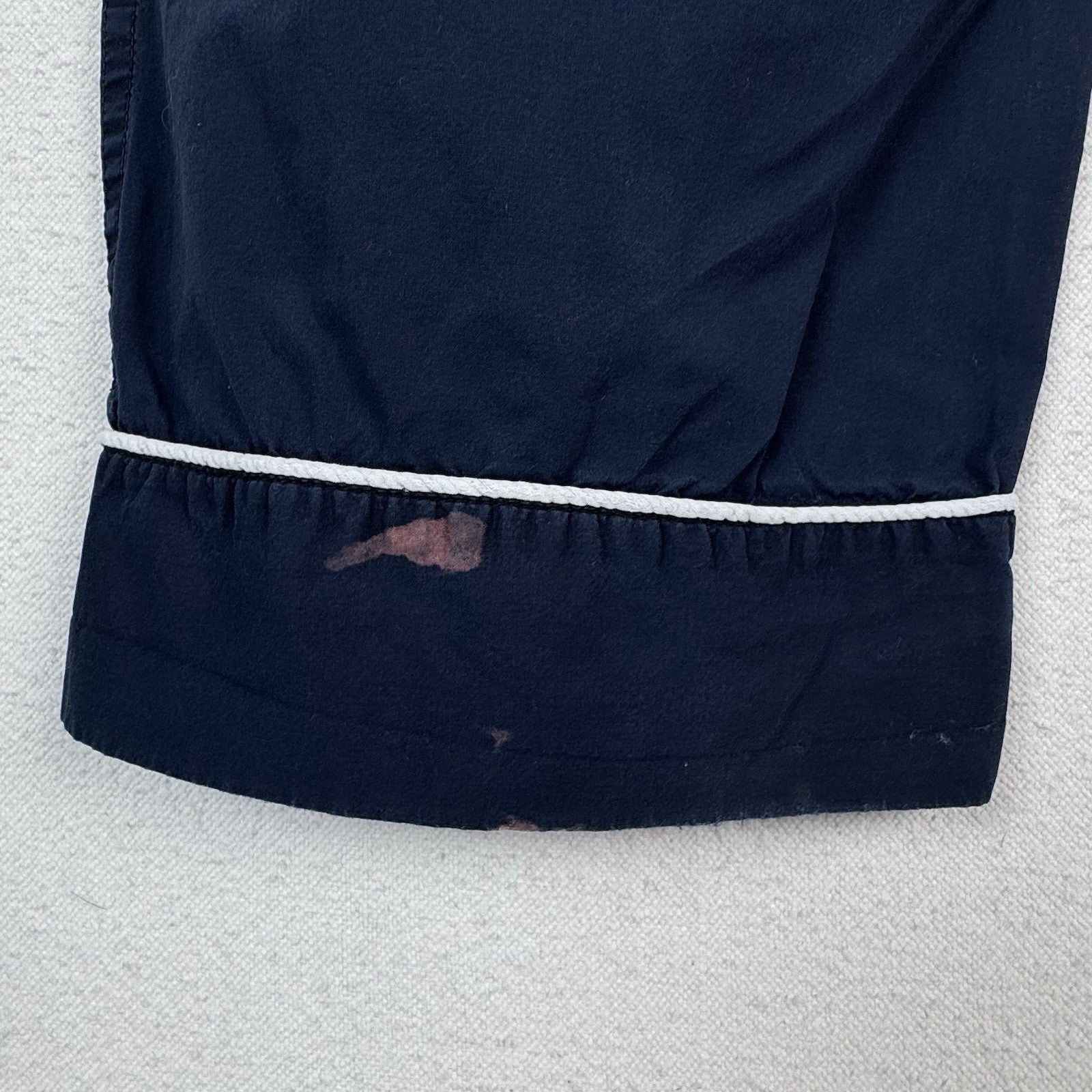 J. Crew Pajamas Loungewear Set Women's Small Navy Blue White Piping Long Sleeve