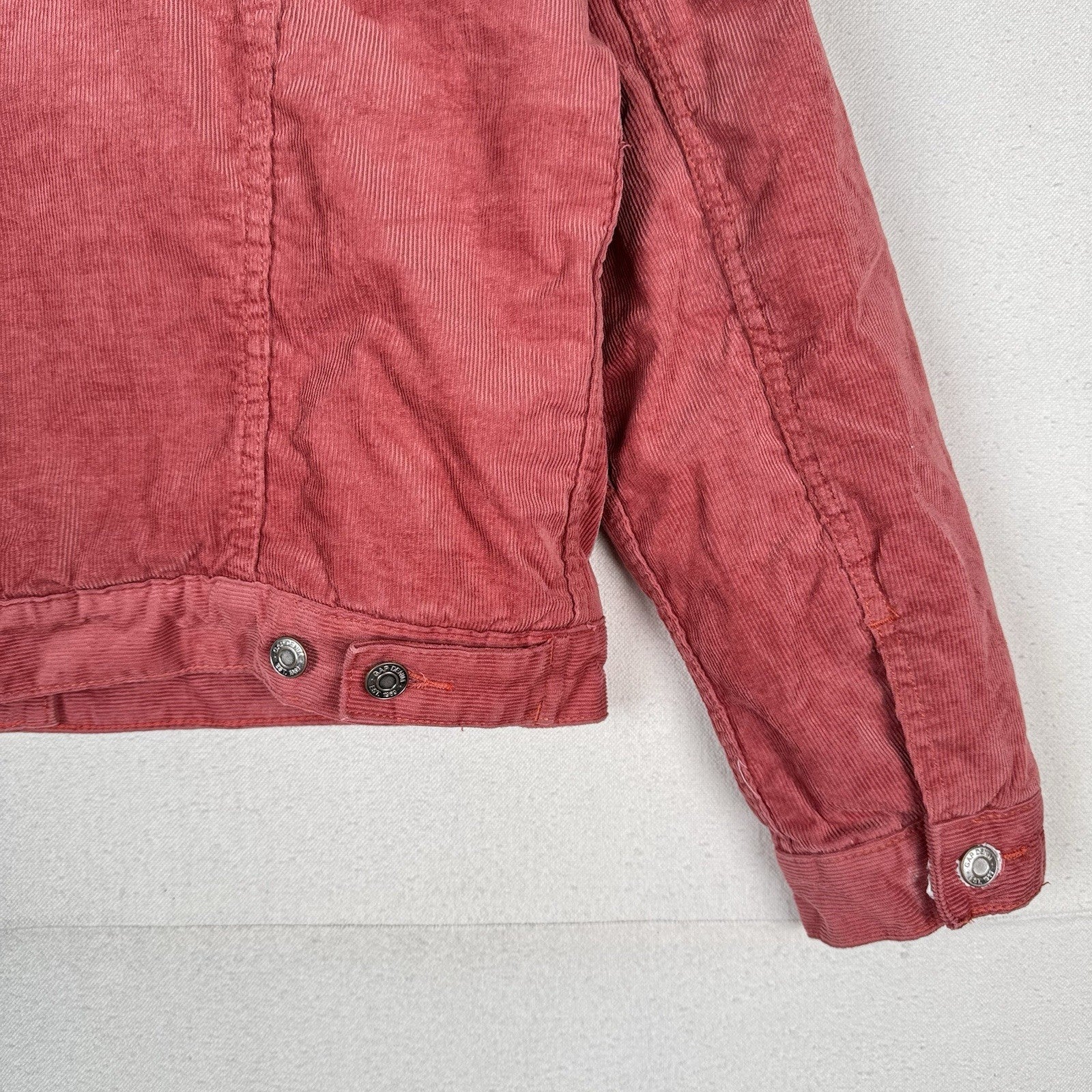 Gap Denim Icon Sherpa Lined Corduroy Jacket Dusty Rose Trucker Boxy Large