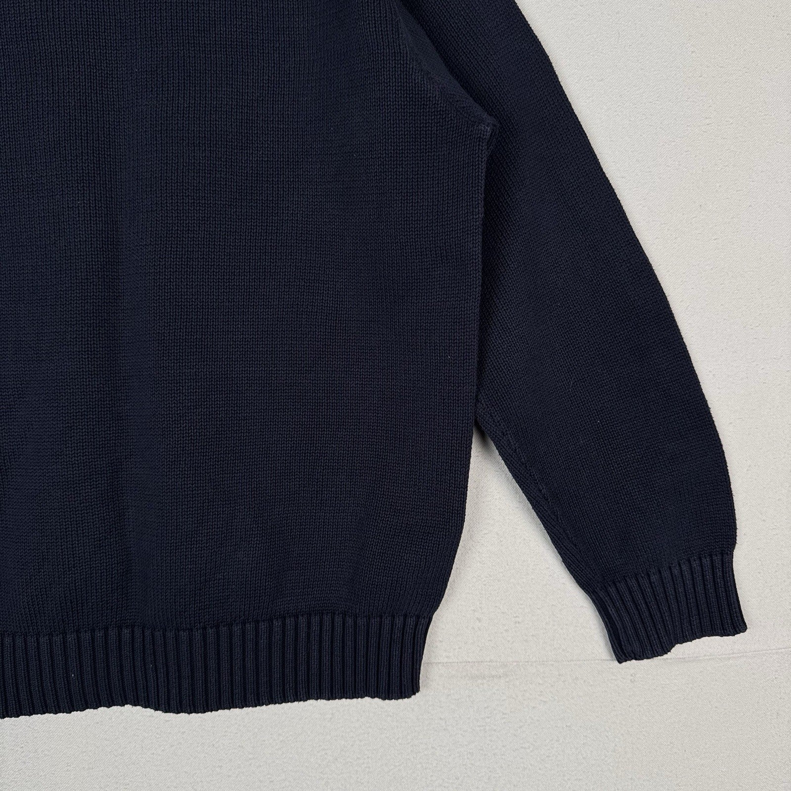 Vintage Tommy Hilfiger Men's Knit Cotton Navy Blue Crewneck Sweater Large