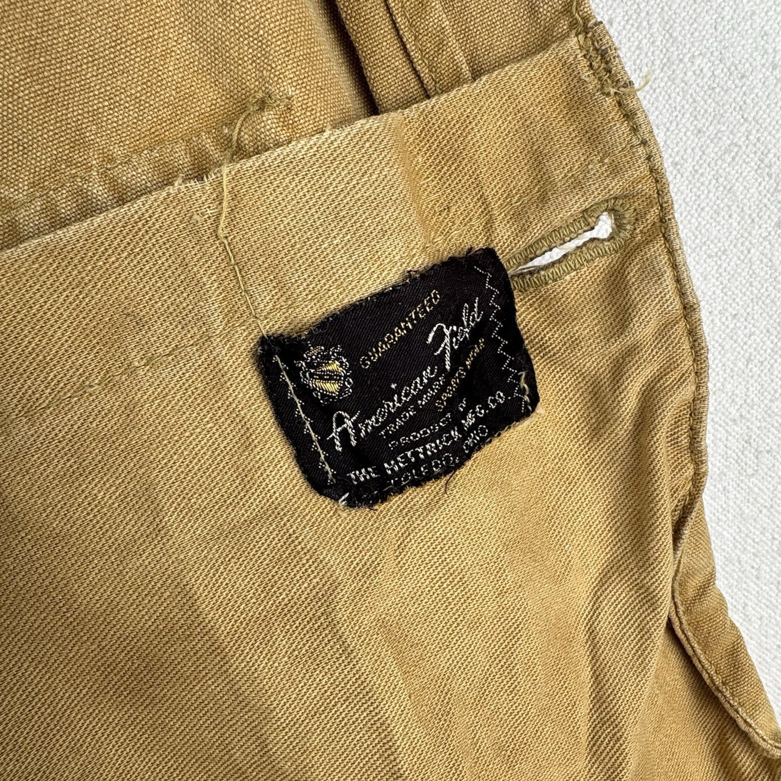 40s 50’s Vtg Hetterick Mfg Co Hunting Jacket Chore Coat Patches 46” USA *Read