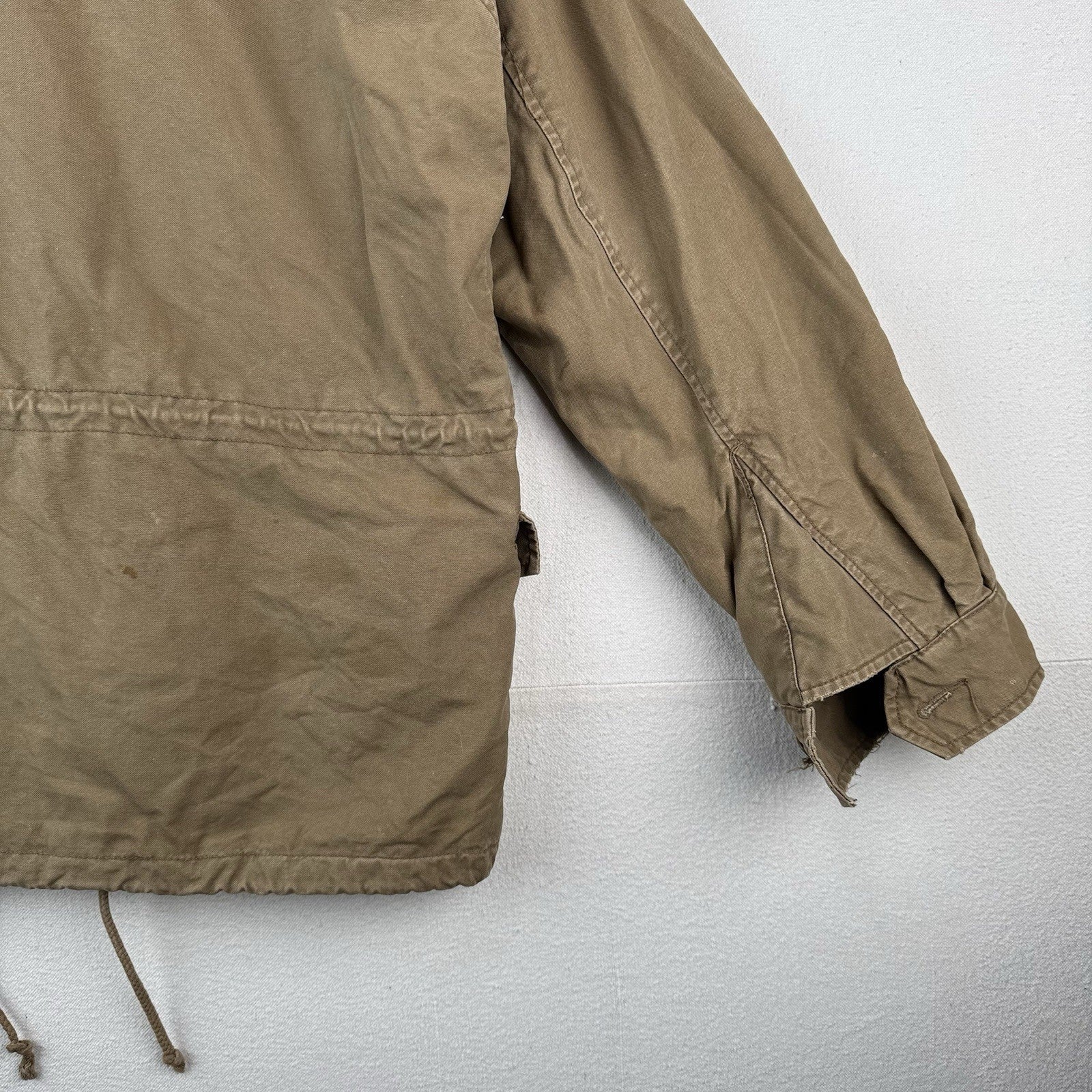 American Eagle M-65 Style Field Jacket Mens L Khaki Military Stowaway Hood *Read