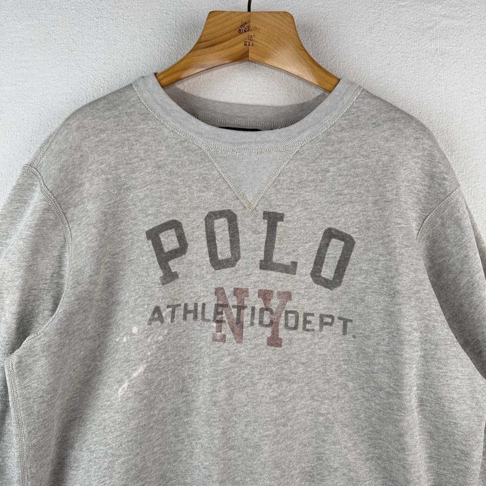 Polo Ralph Lauren Sweatshirt Men’s L Gray Polo NY Athletic Dept Fleece Crewneck