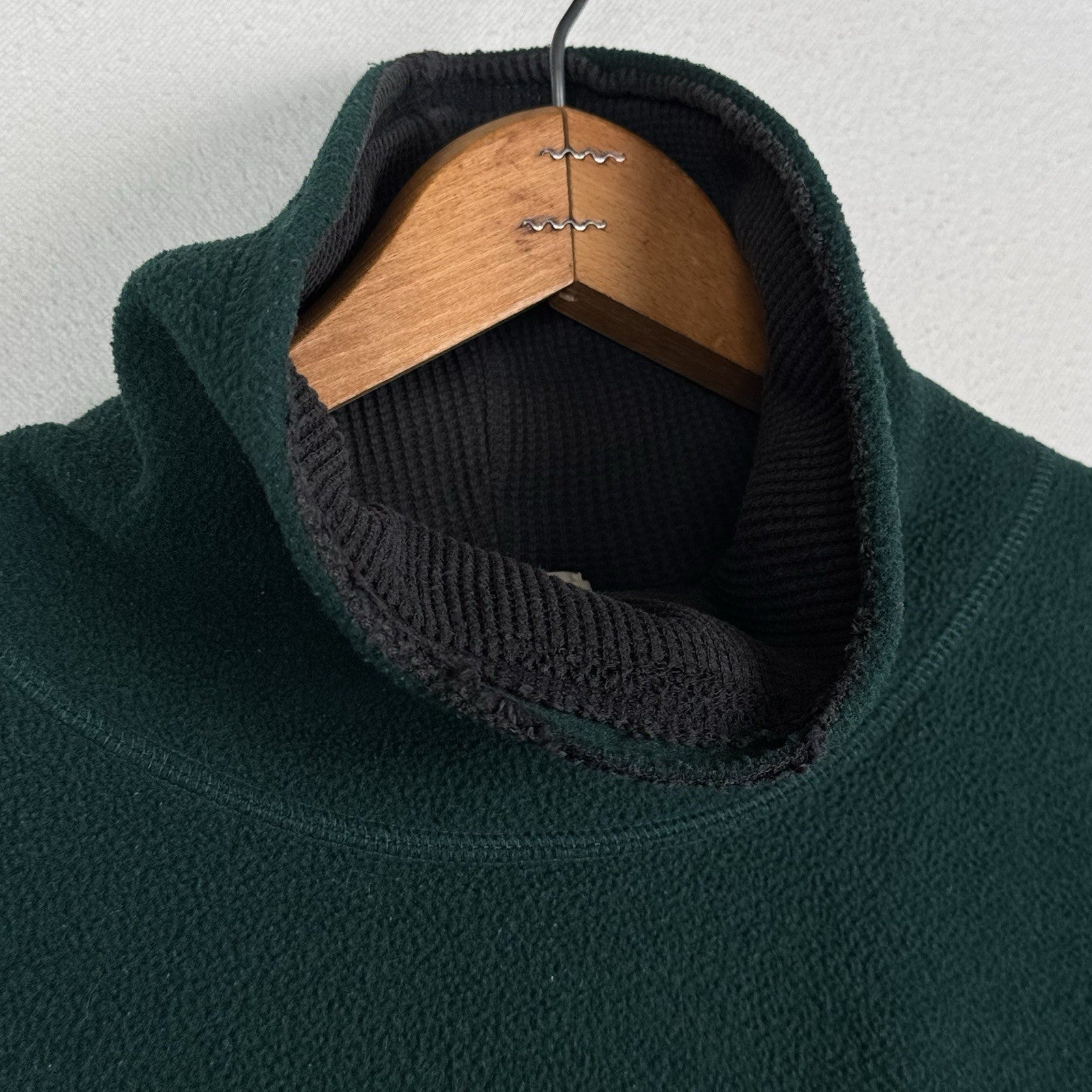 Vintage J Crew Oarsman Green Pullover Fleece Thermal Lined Mockneck Mens XL USA