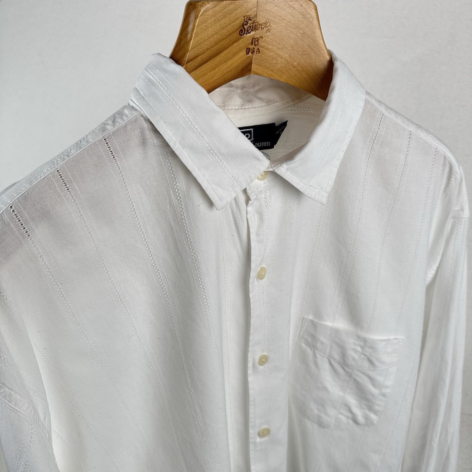 Vtg Polo Ralph Lauren Mens 2XL Chapman White Dobby Button Up Shirt 100% Cotton