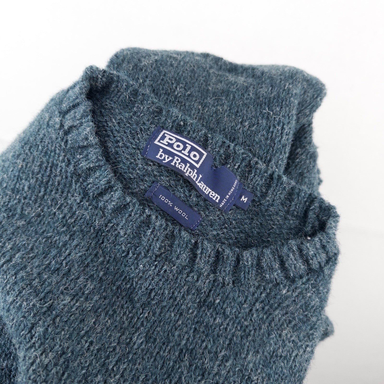 90’s Vtg Polo Ralph Lauren Men’s M 100% Wool Sweater Heathered Teal Blue Green
